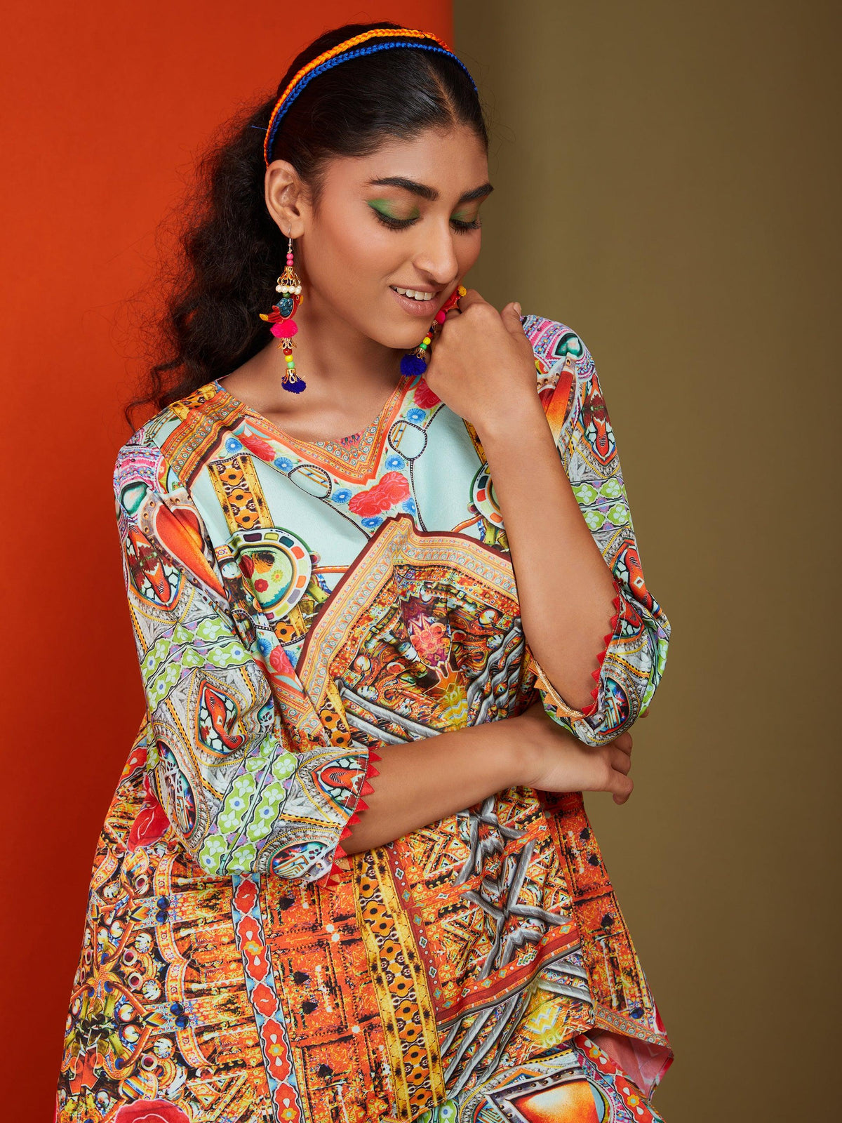 Printed Sea Green High Low-Kurta Salwar Set - Preeti s kapoor
