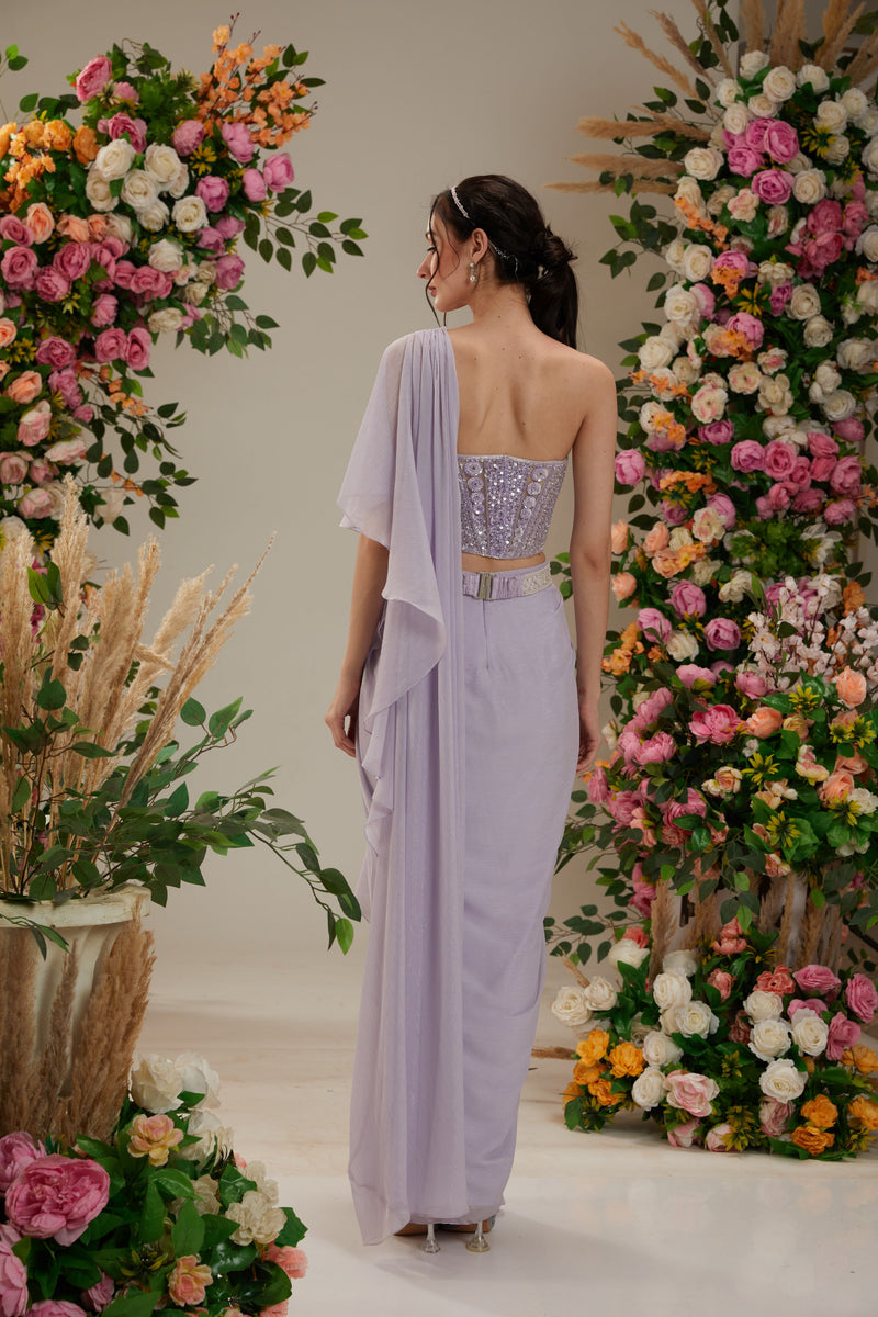 Mauve Georgette Drape Saree - Preeti s kapoor