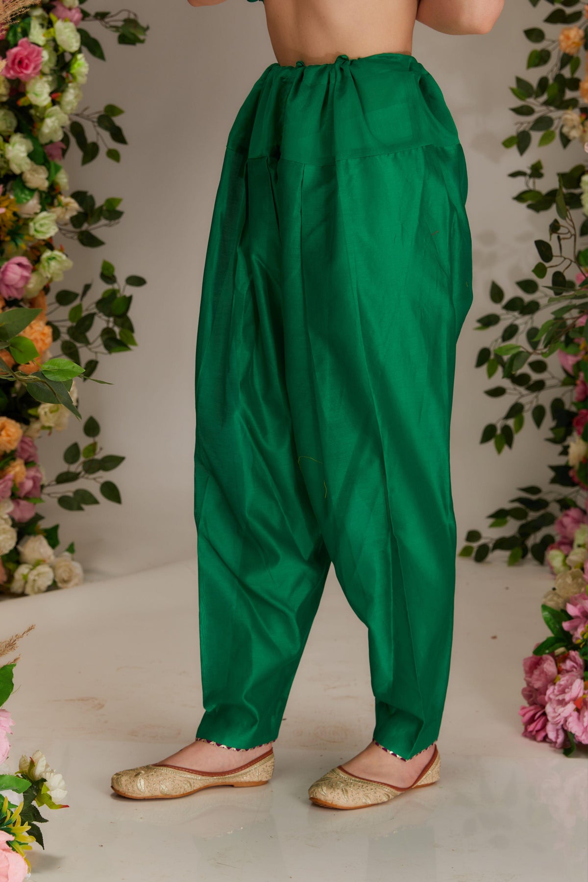 Green Chanderi Short Kalidar Kurta set - Preeti s kapoor