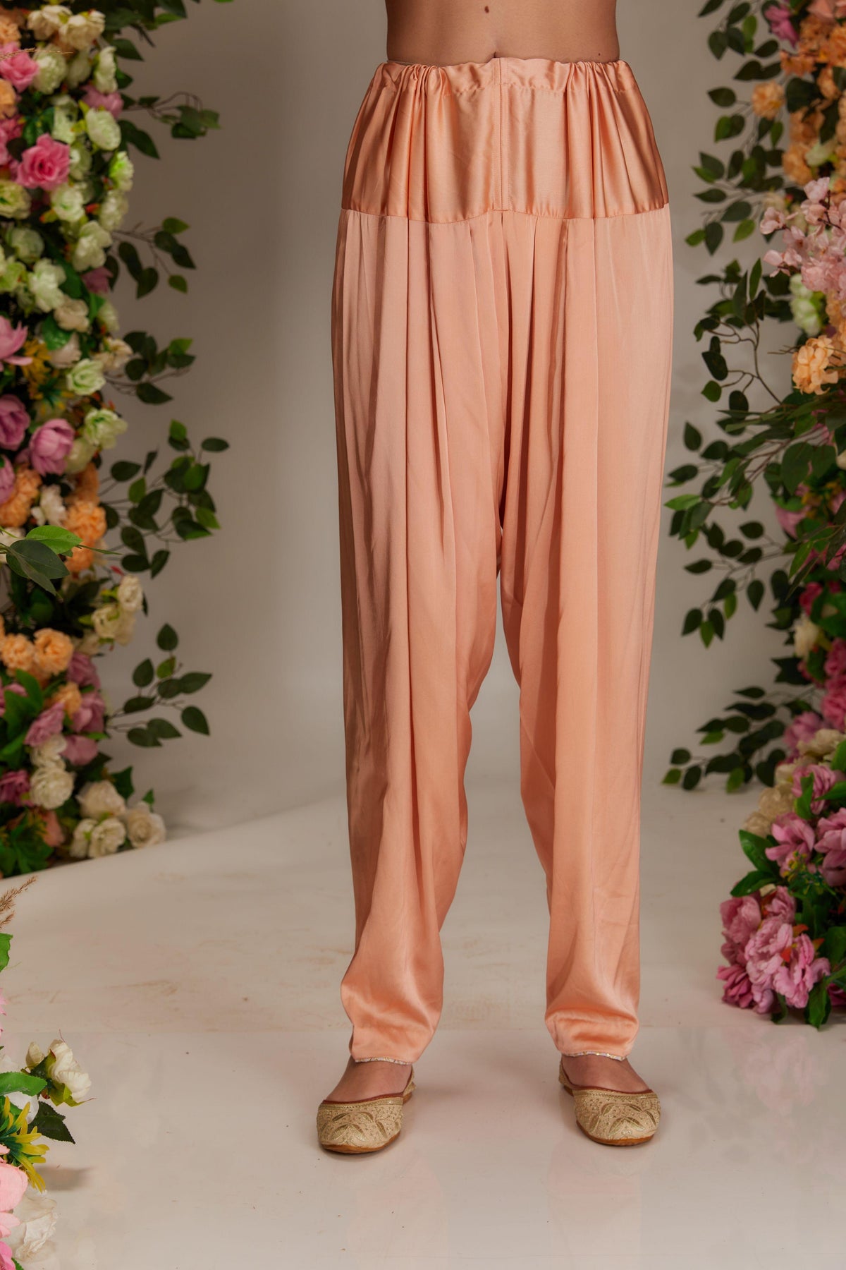 Peach Chanderi Long kalidar Kurta set - Preeti s kapoor