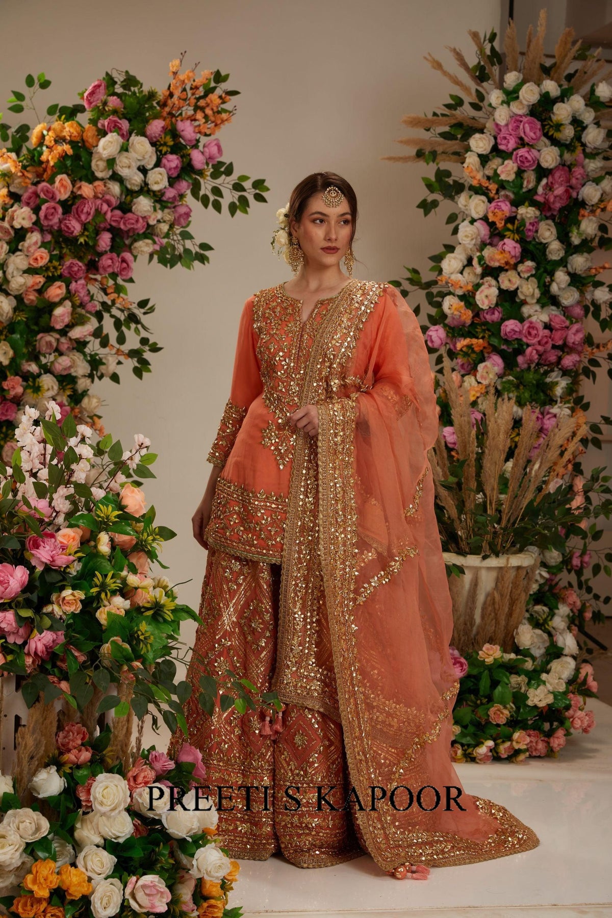 Peach kurta with sharara and Dupatta - Preeti S Kapoor