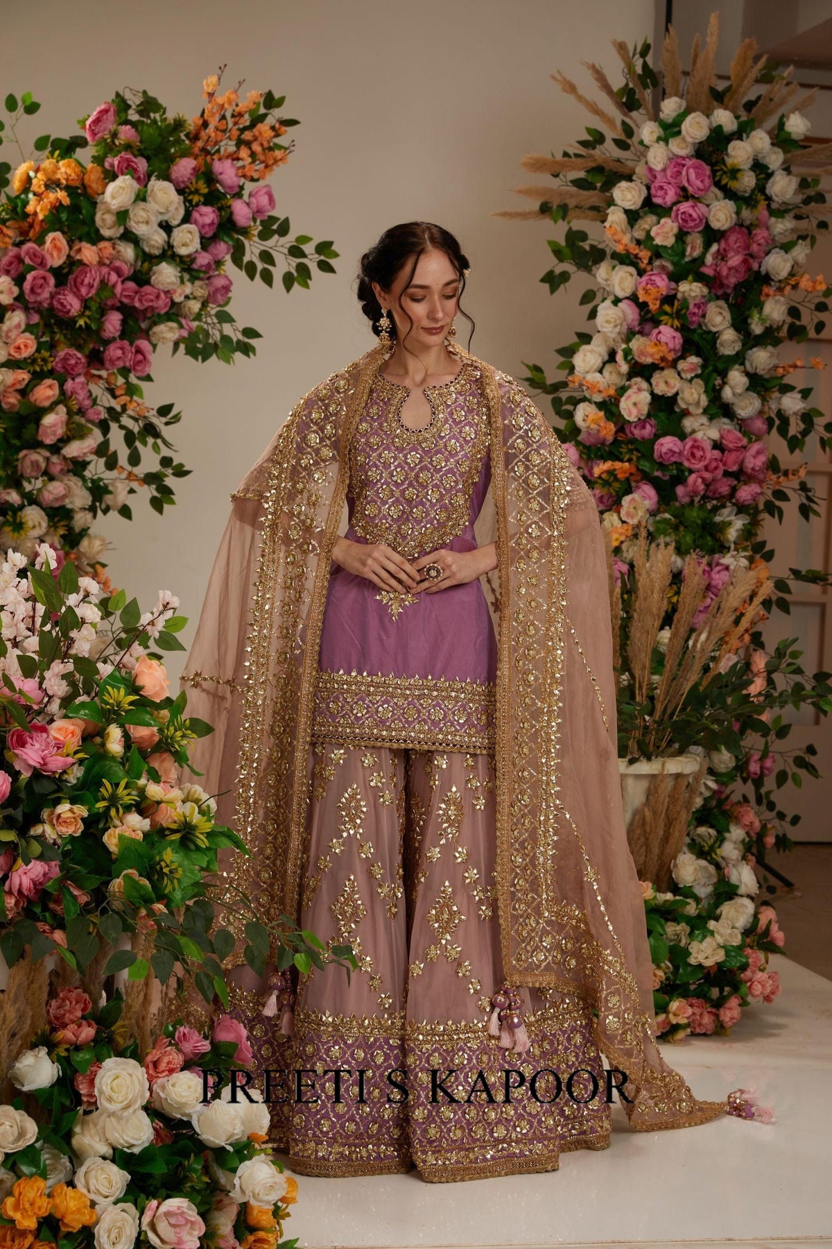 Lavender kurta with sharara and dupatta - Preeti S Kapoor
