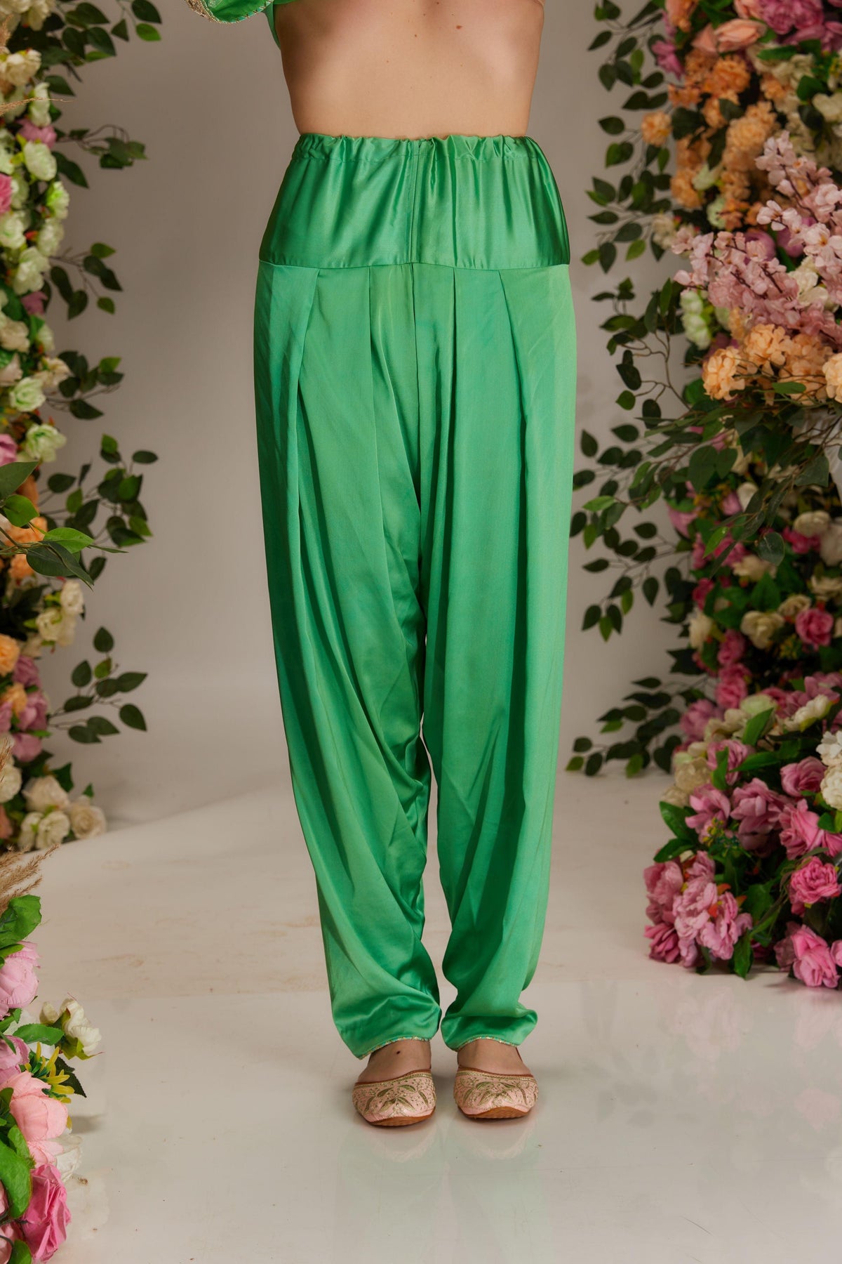 Green Chanderi Short A-line Kurta set - Preeti s kapoor