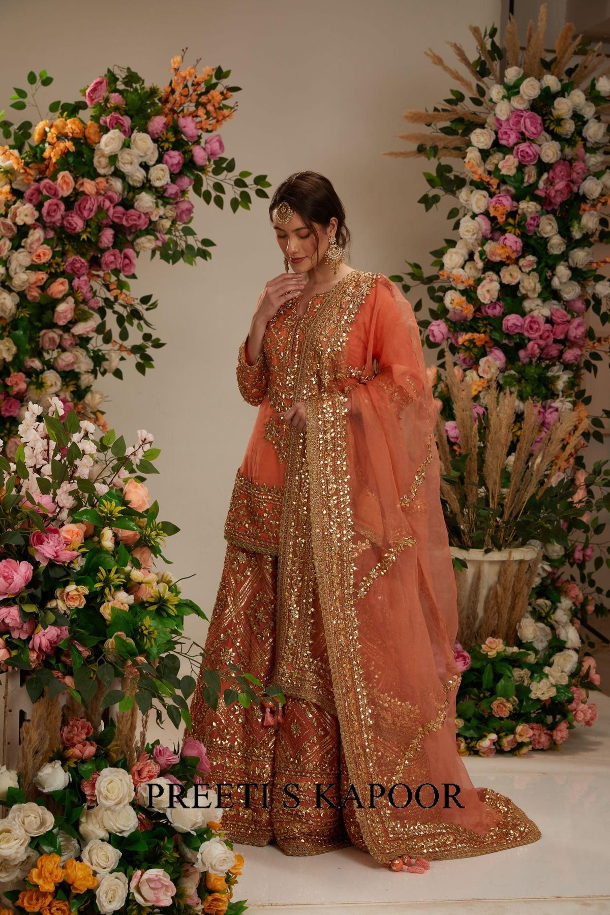Peach kurta with sharara and Dupatta - Preeti S Kapoor