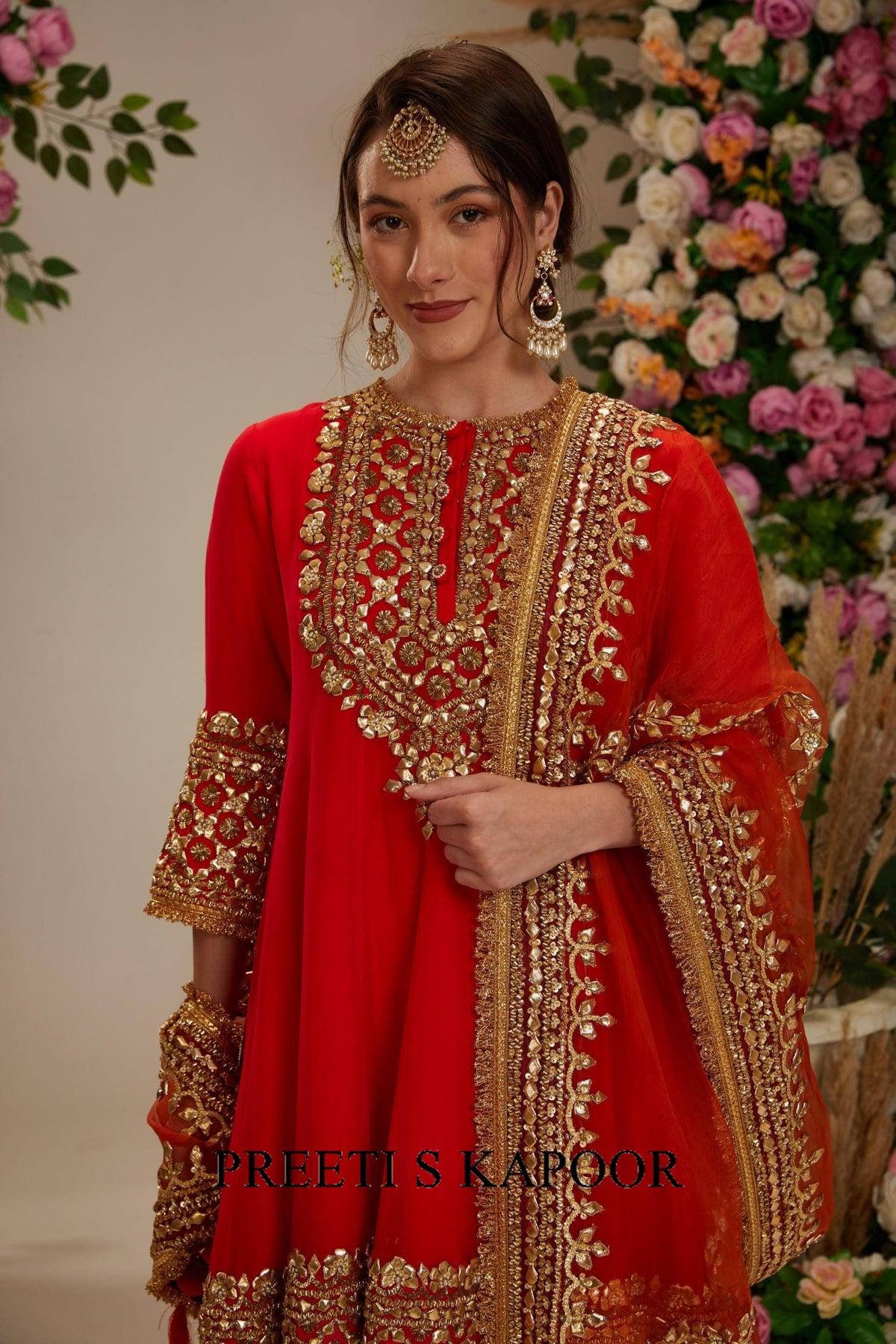 Fuschia anarkali with salwar and dupatta - Preeti S Kapoor