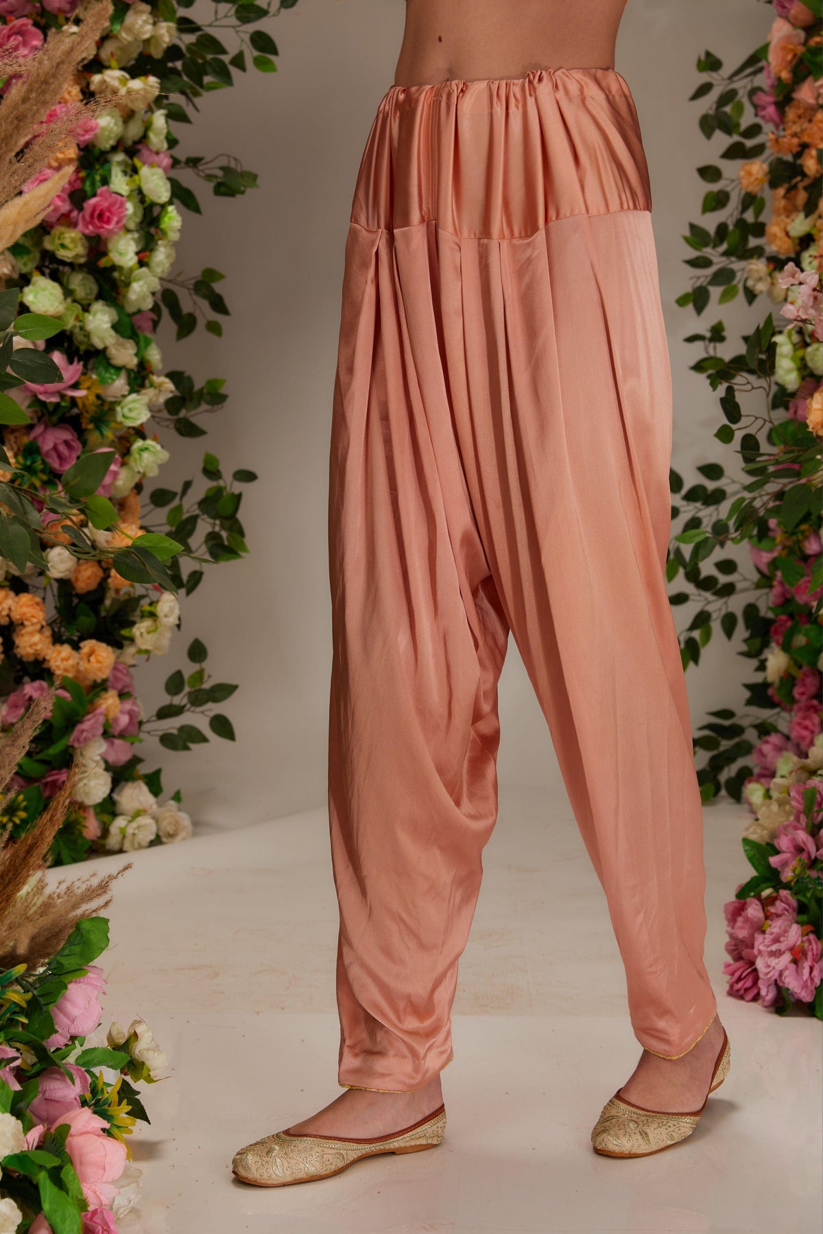Peachy Pink Chanderi Long Angrakha set - Preeti s kapoor
