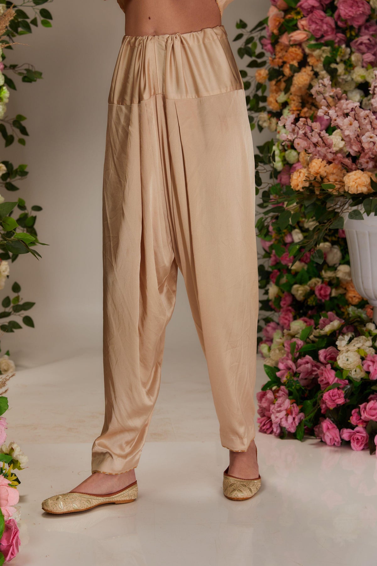 Beige Chanderi Long kalidar Kurta set - Preeti s kapoor