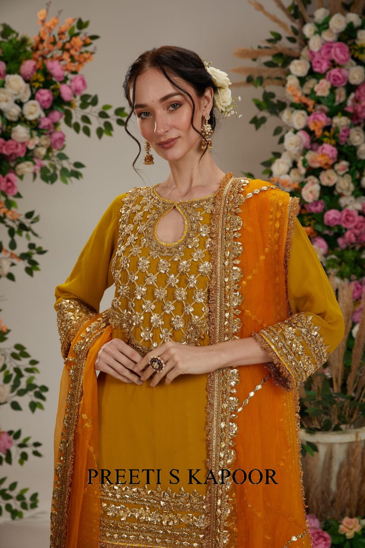 Mustard Kurta with Sharara and Dupatta - Preeti S Kapoor