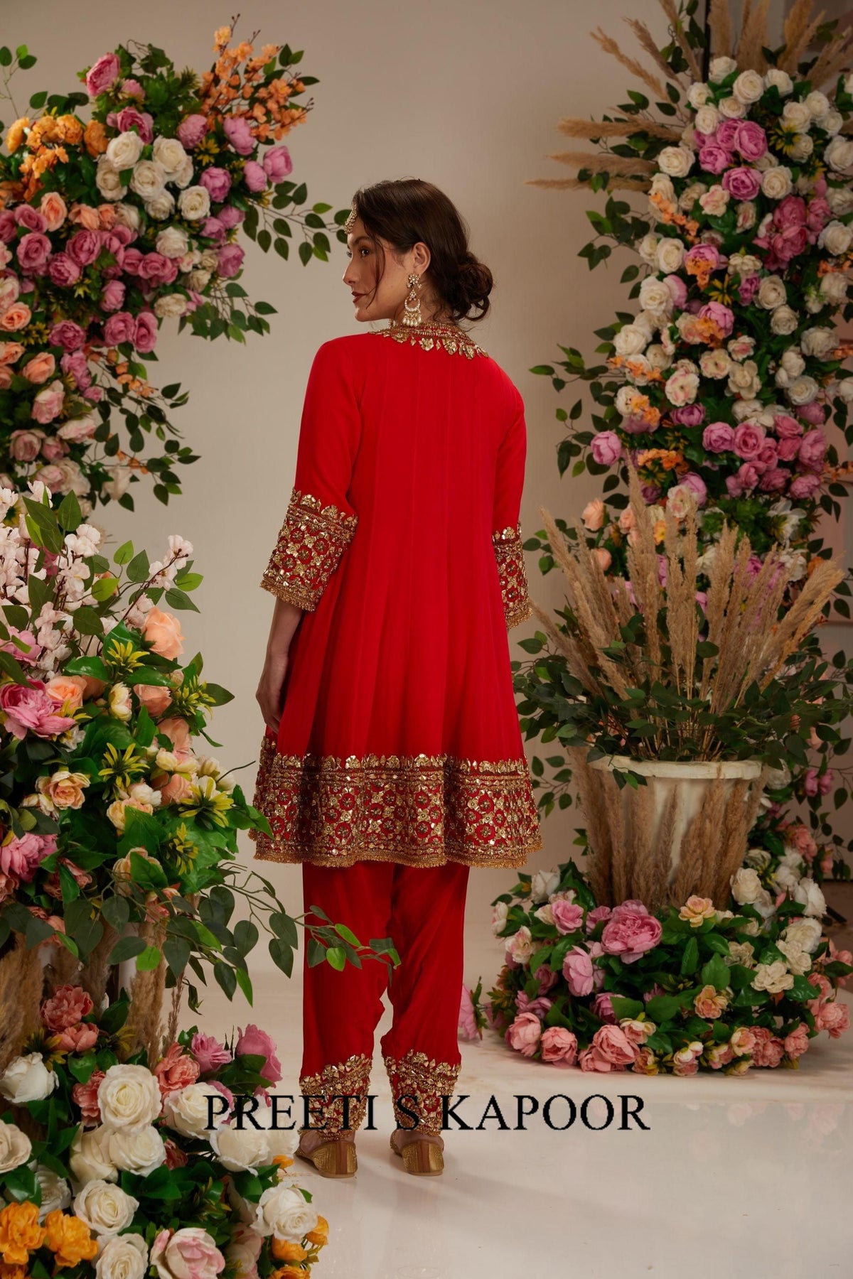 Fuschia anarkali with salwar and dupatta - Preeti S Kapoor