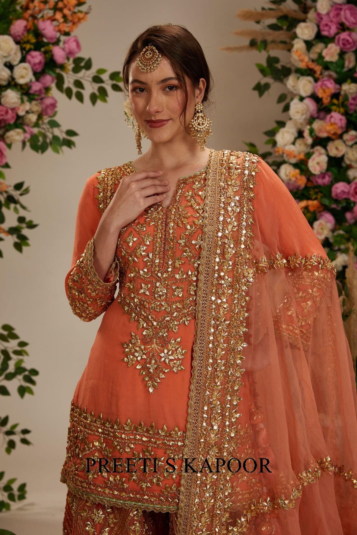 Peach kurta with sharara and Dupatta - Preeti S Kapoor