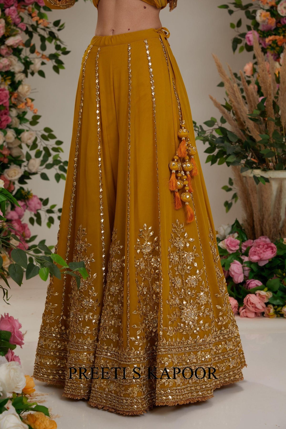Mustard Kurta with Sharara and Dupatta - Preeti S Kapoor