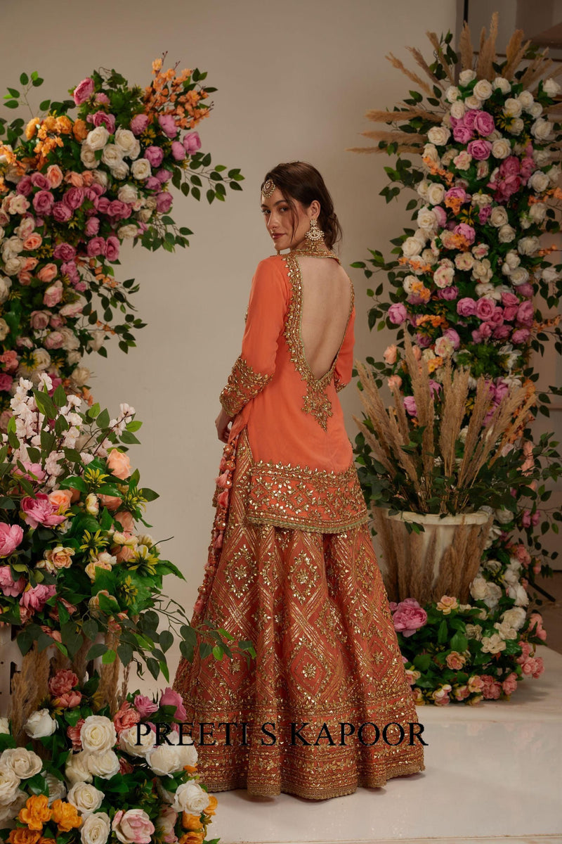 Peach kurta with sharara and Dupatta - Preeti S Kapoor