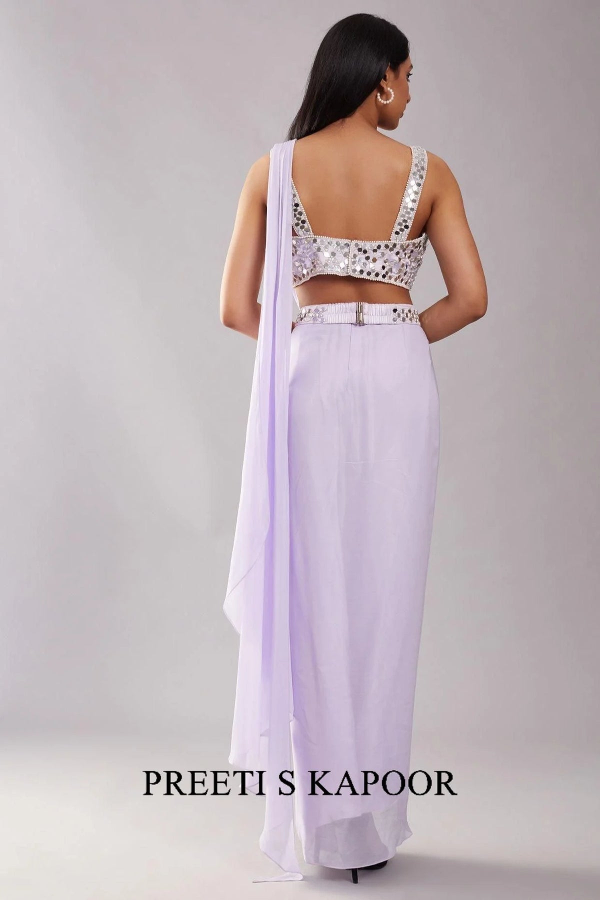 Lilac Mirror Drape Saree - Preeti S Kapoor