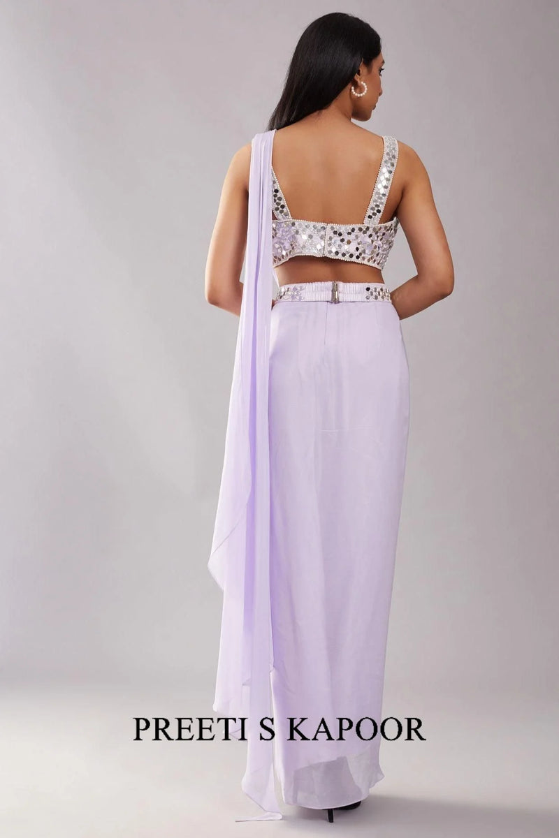 Lilac Mirror Drape Saree - Preeti S Kapoor