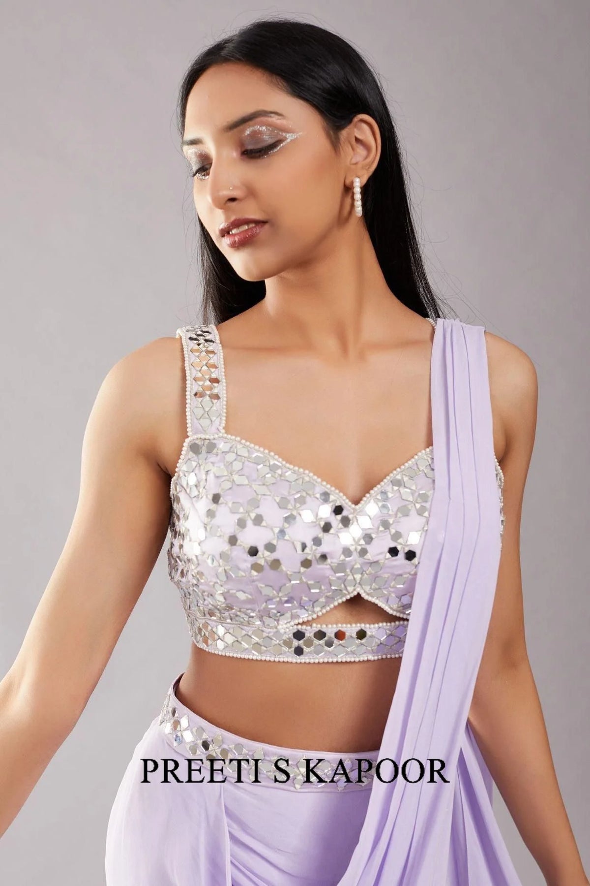 Lilac Mirror Drape Saree - Preeti S Kapoor