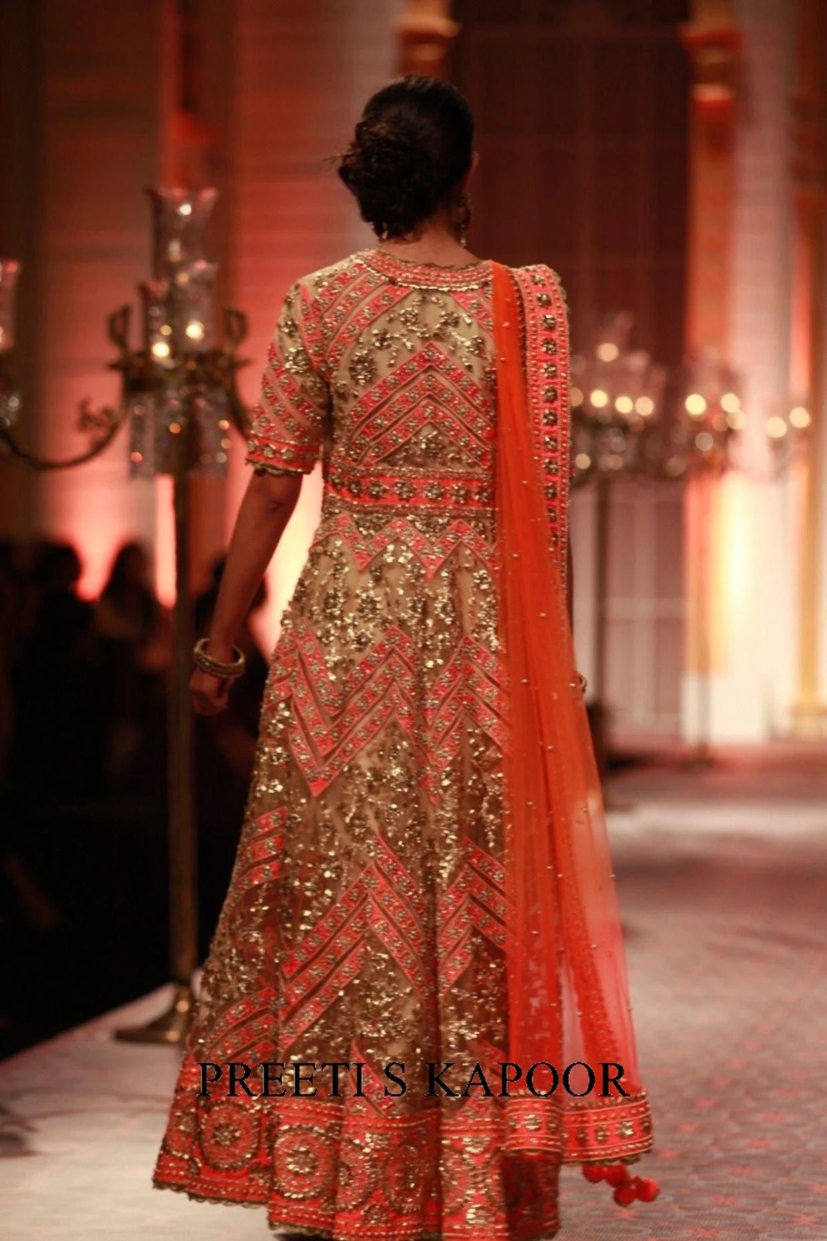 Beige And Pink Embroidered Anarkali Set - Preeti S Kapoor