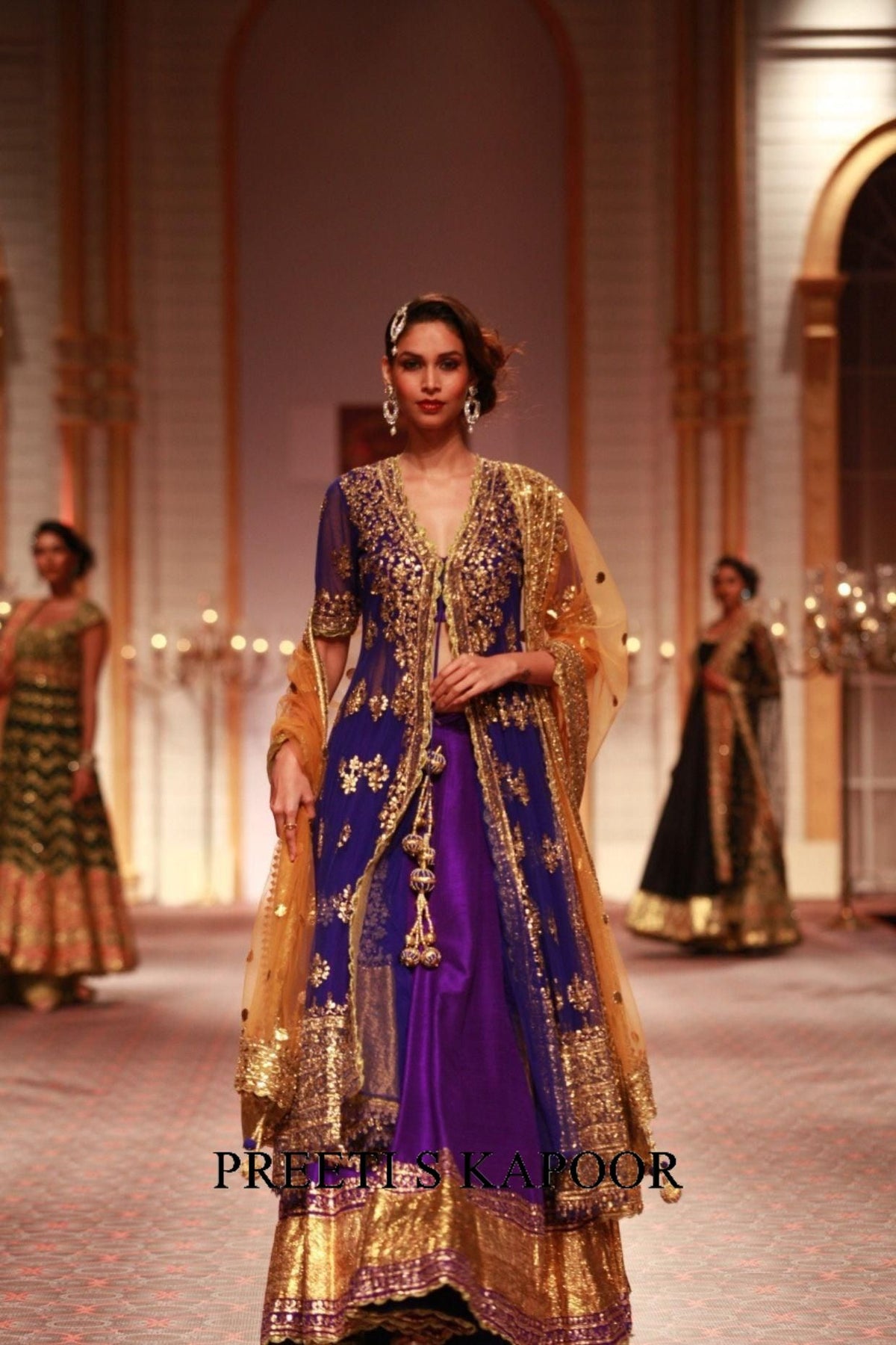 Blue Silk Embroidered Jacket Lehenga Set