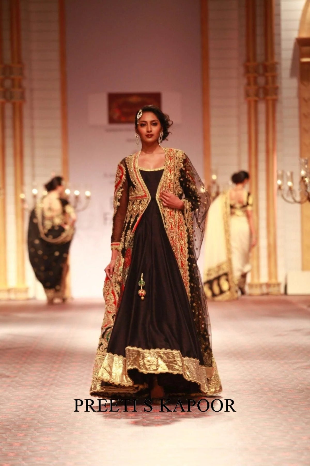 Black Embroidered Jacket With Anarkali And Dupatta - Preeti S Kapoor