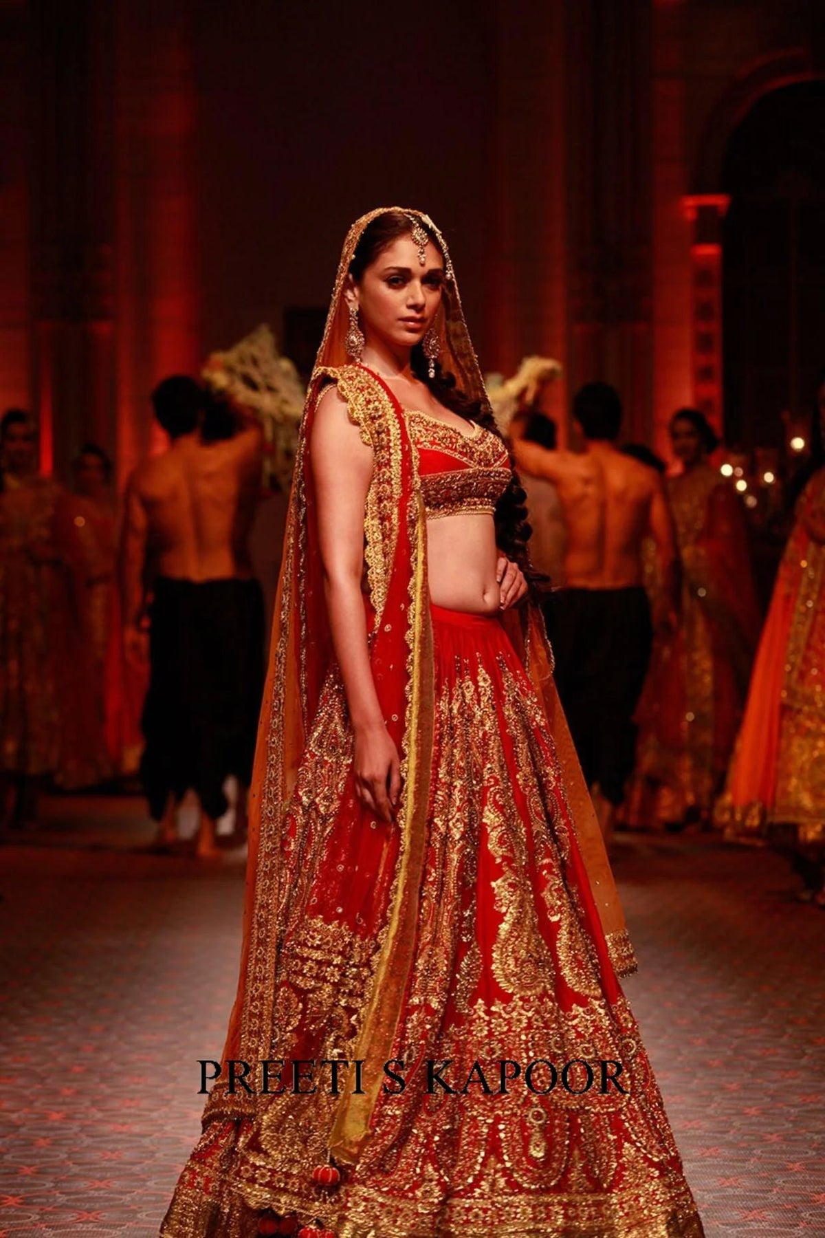Red Silk Embroidered Lehenga Set - Preeti S Kapoor