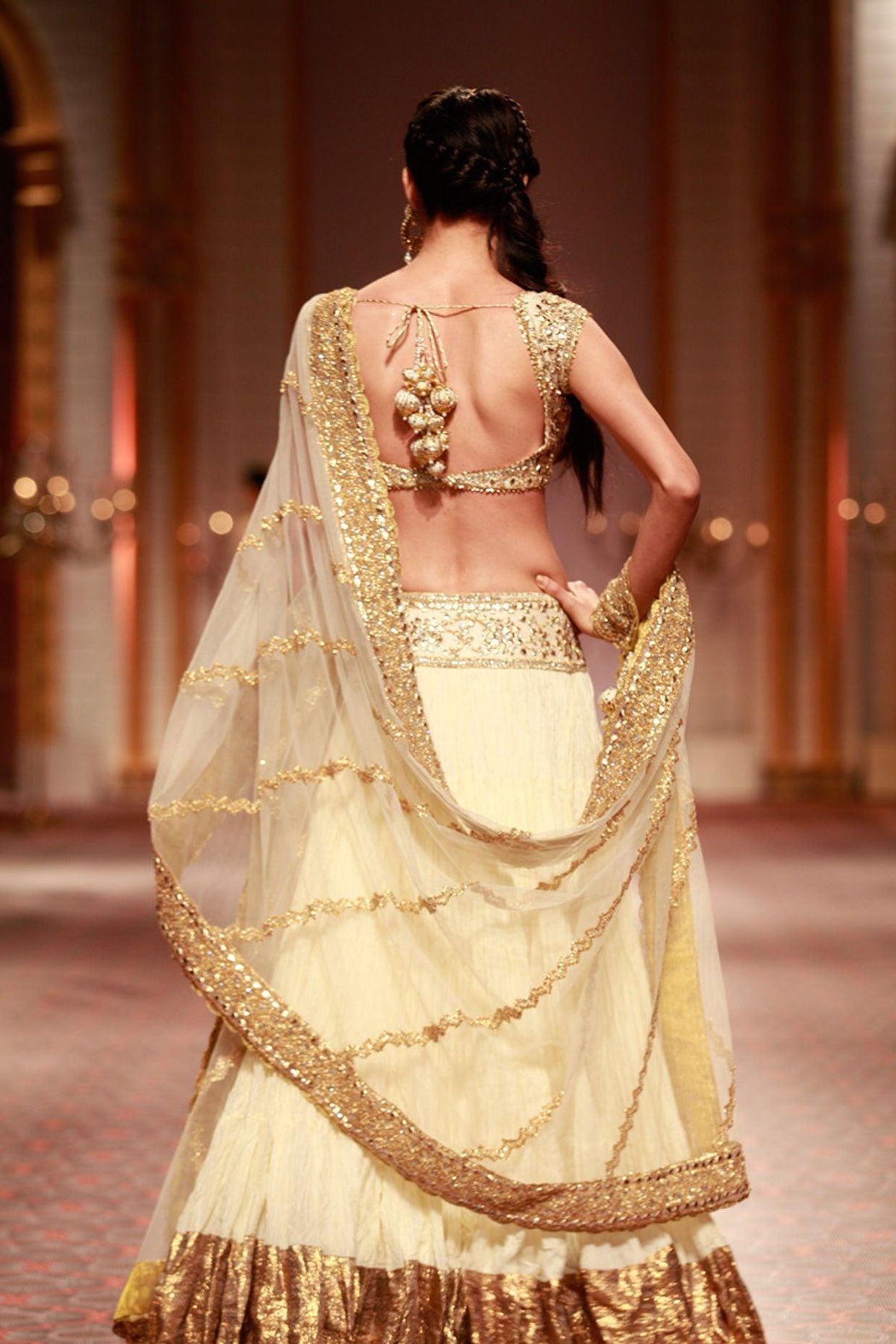 White Net Silk Embroidered Lehenga Set - Preeti s kapoor