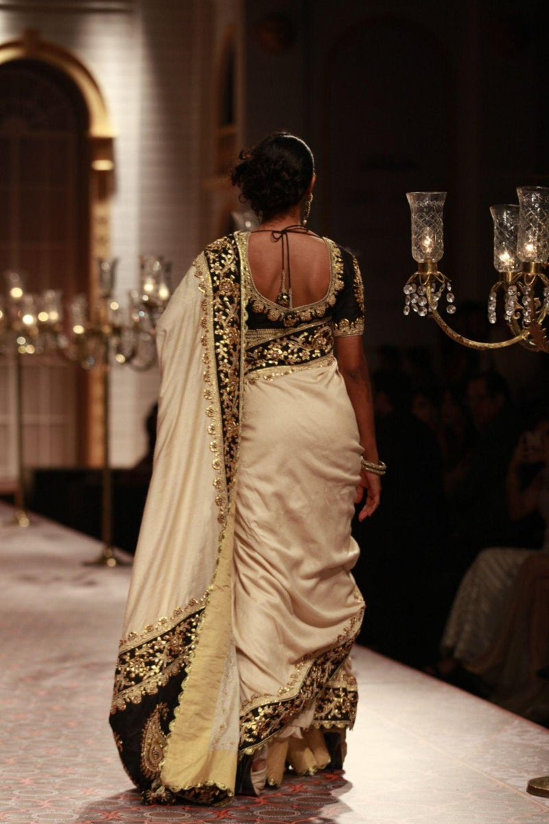 White Silk Embroidered Saree With Blouse - Preeti s kapoor