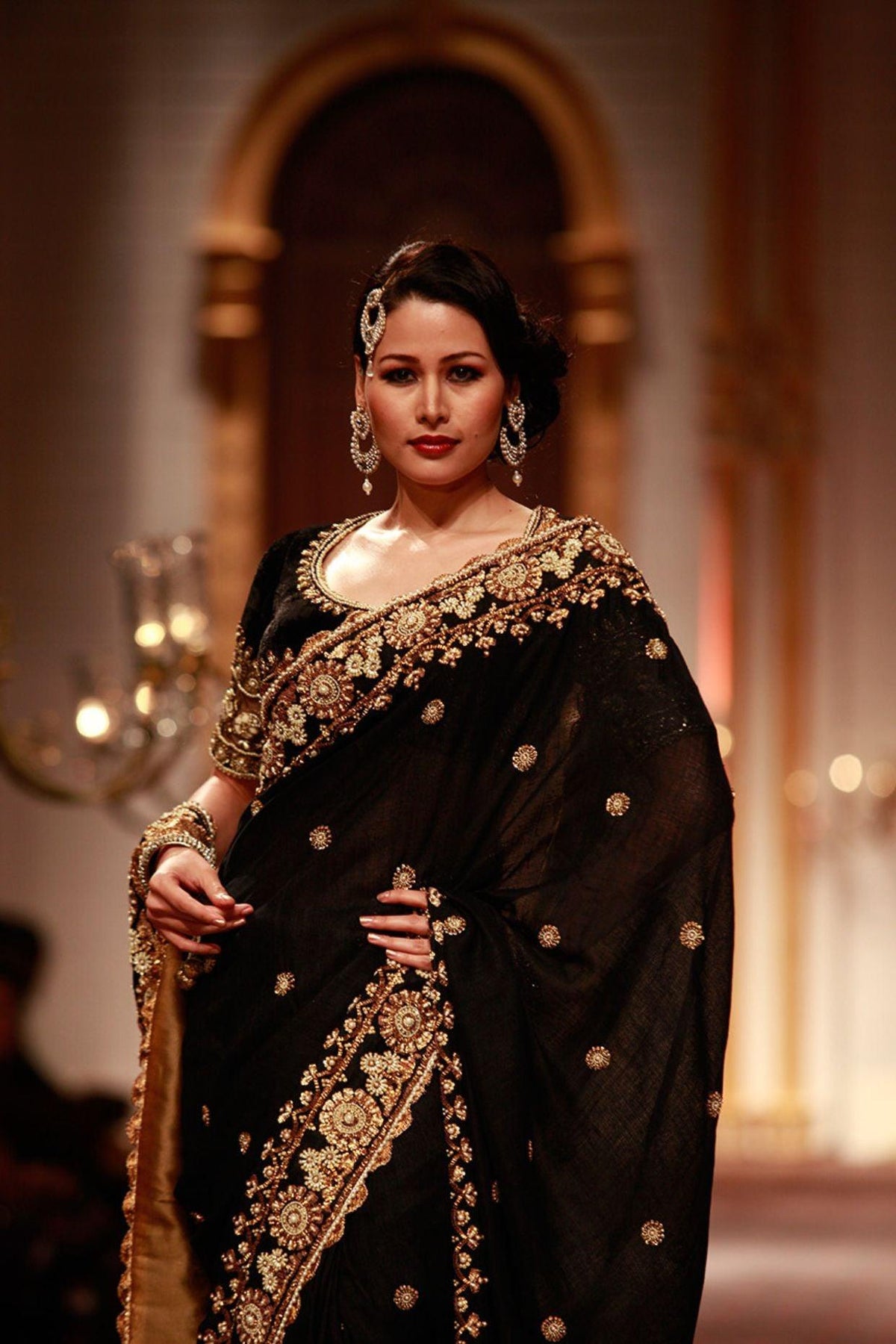 Black Silk Embroidered Saree With Blouse - Preeti s kapoor