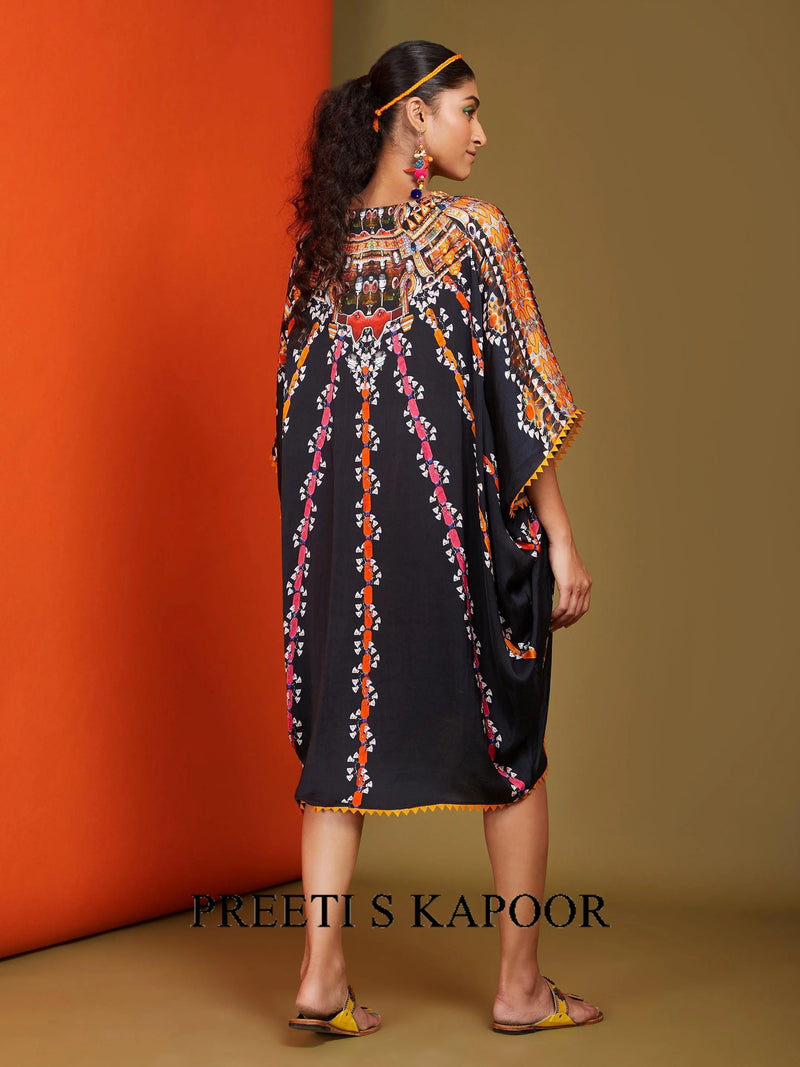 Printed Black Colour Mid Length Kaftan - Preeti S Kapoor