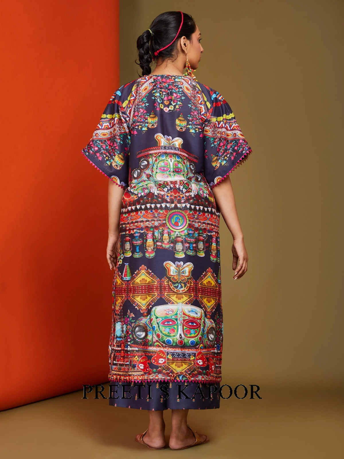 Printed Blackish Blue Front Open Long Kurta Pant Set - Preeti S Kapoor