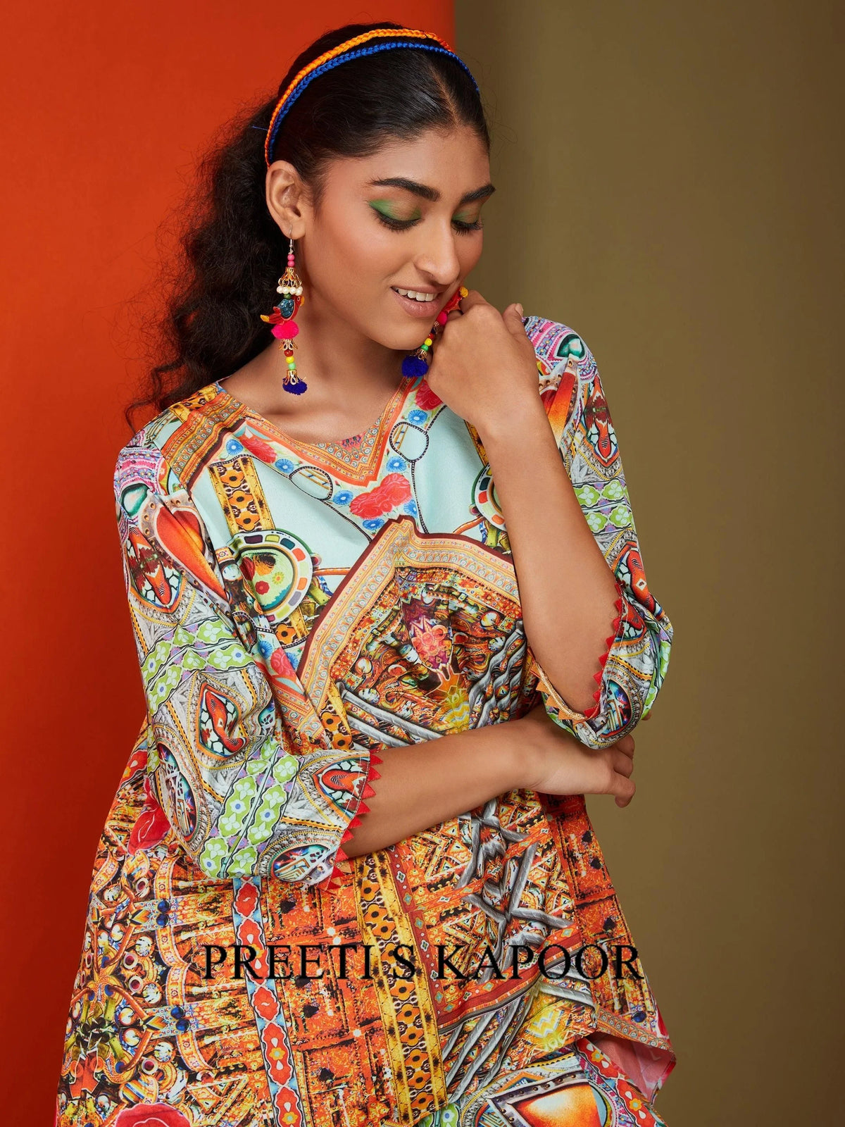 Printed Sea Green High Low-Kurta Salwar Set - Preeti S Kapoor