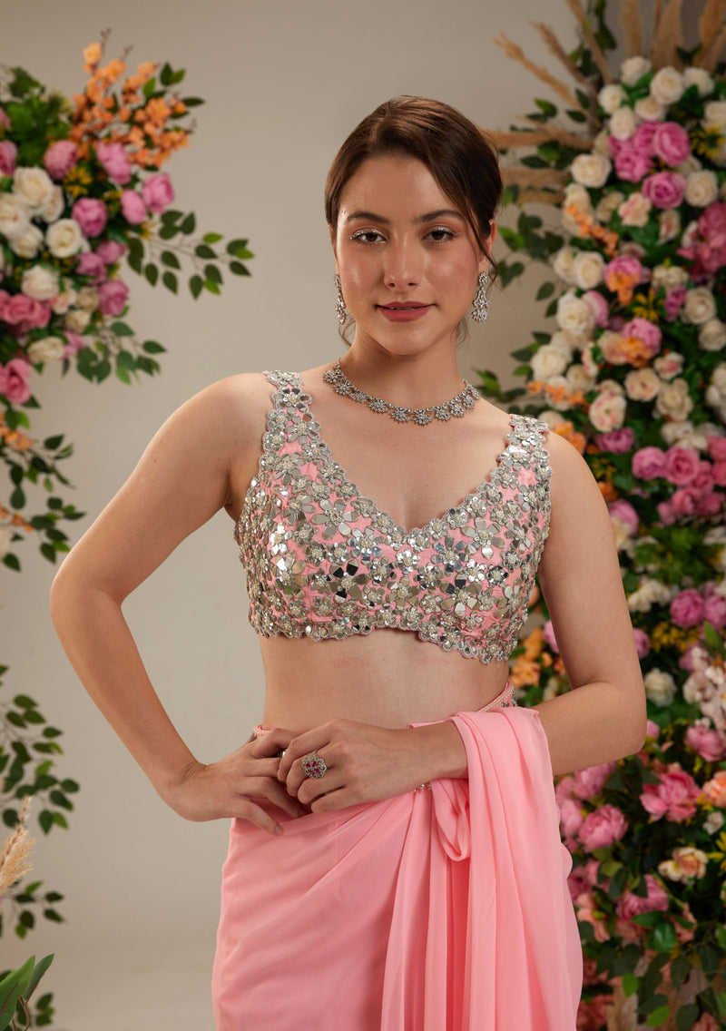 Neon Pink Georgette Saree - Preeti s kapoor