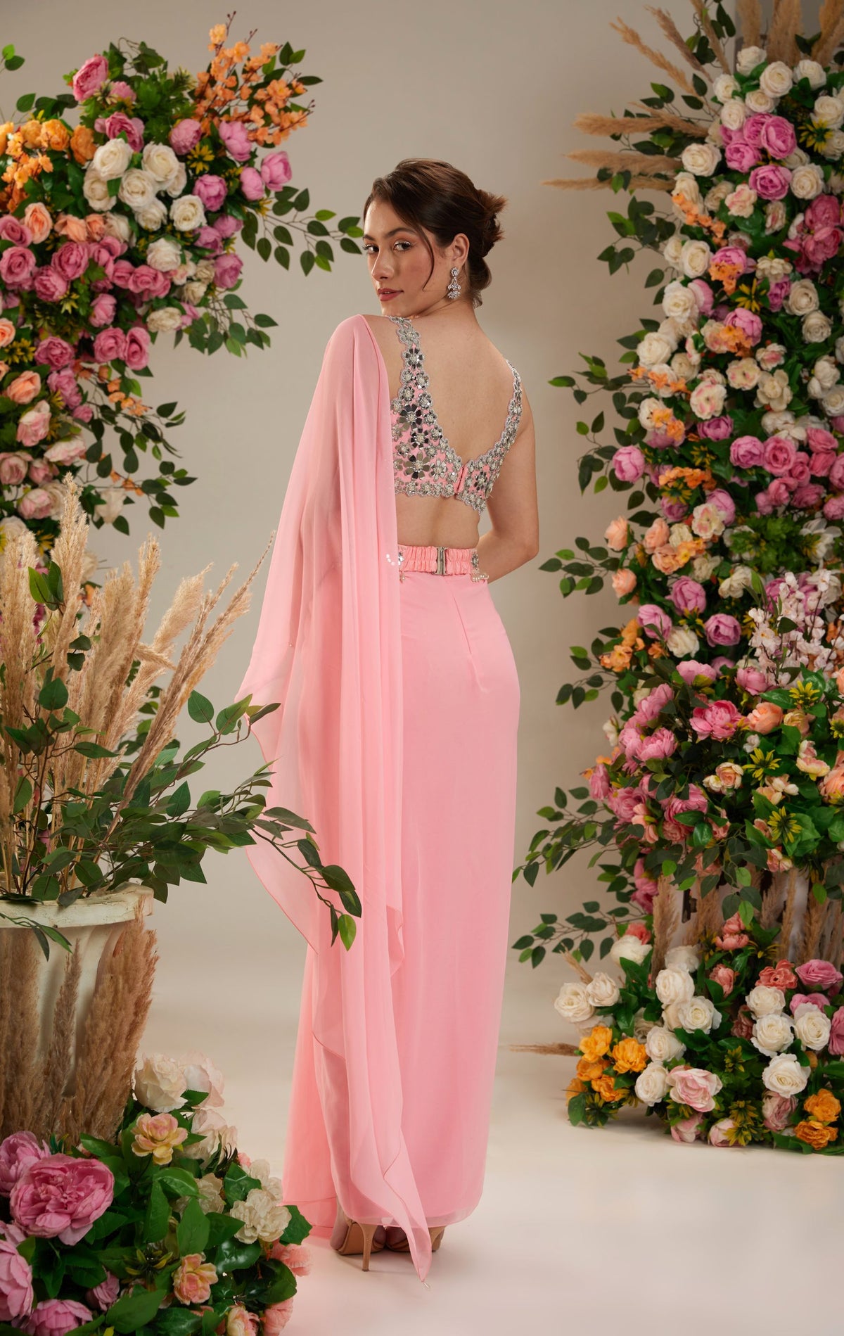 Neon Pink Georgette Saree - Preeti s kapoor