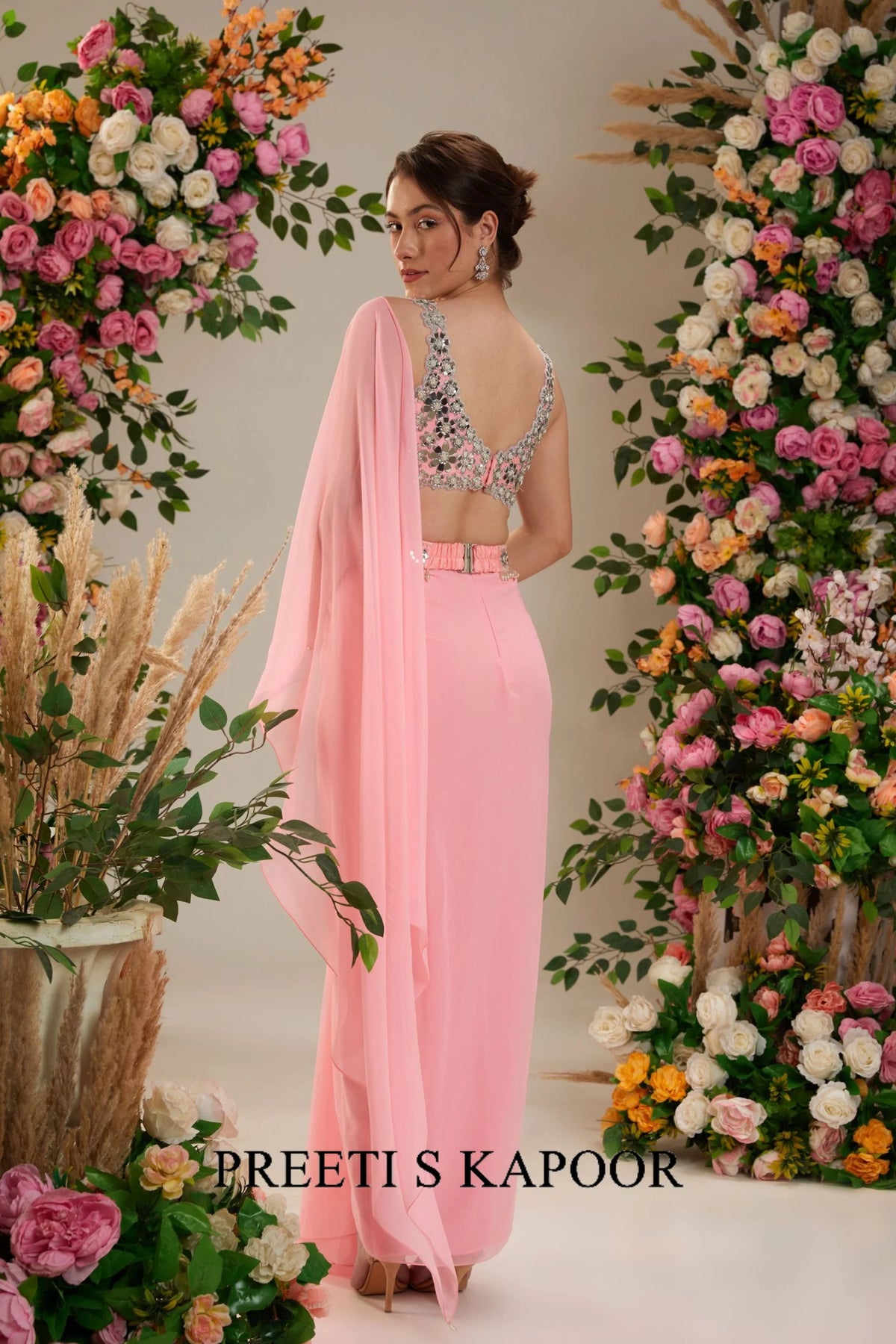 Neon Pink Georgette Saree - Preeti S Kapoor
