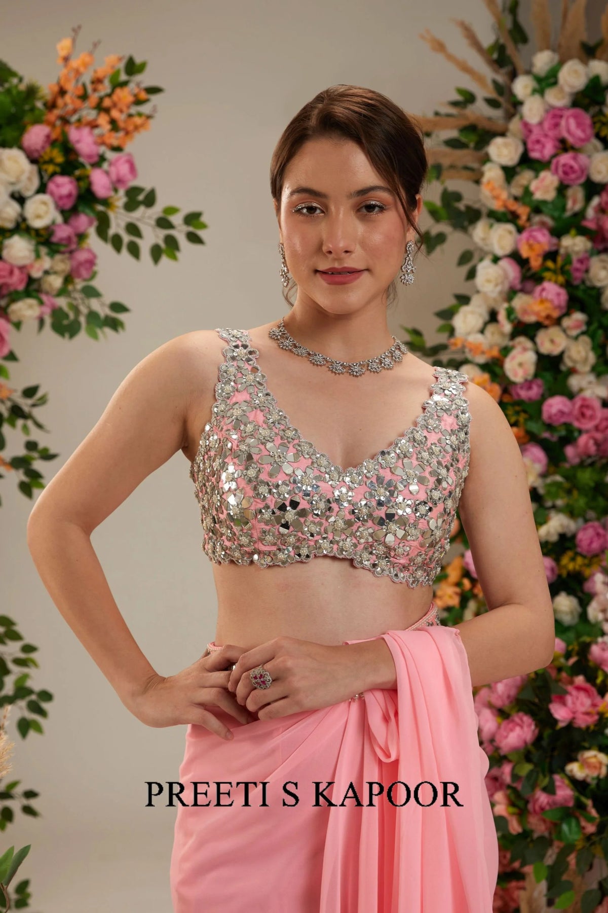 Neon Pink Georgette Saree - Preeti S Kapoor