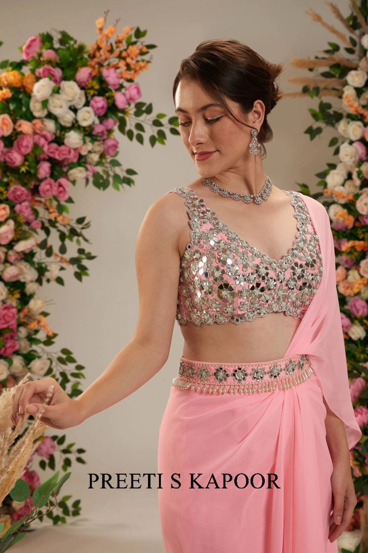 Neon Pink Georgette Saree - Preeti S Kapoor