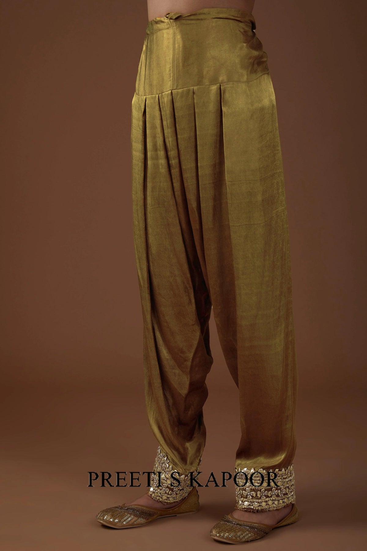 Champagne gold Mashru silk kurta set - Preeti S Kapoor