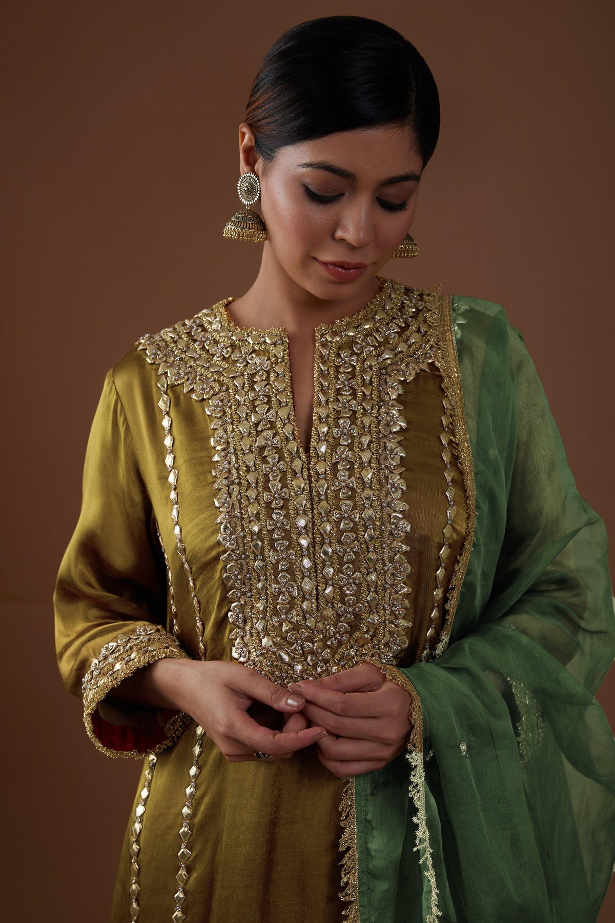 Champagne gold Mashru silk kurta set - Preeti s kapoor