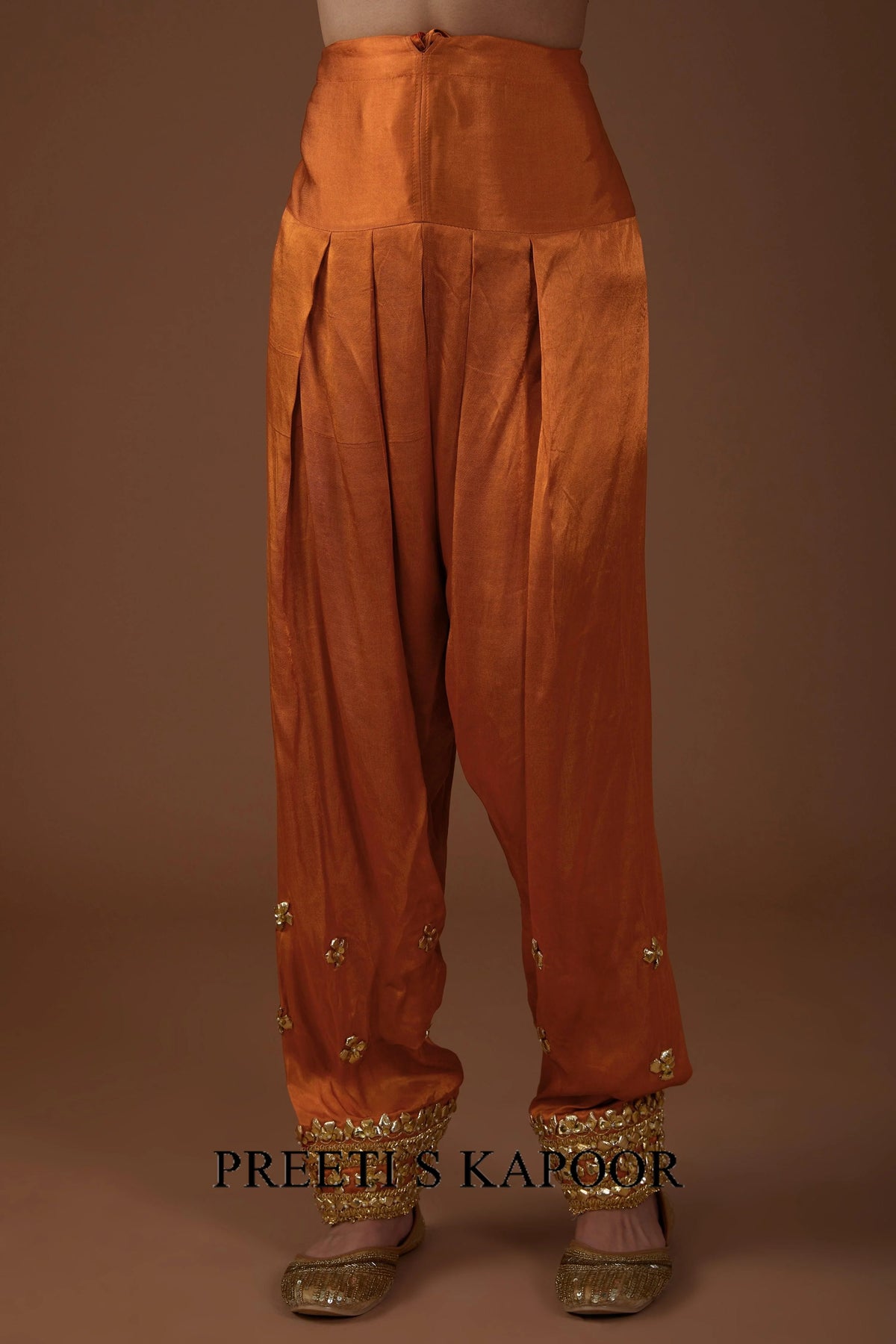 Burnt Amber hued Mashru silk kurta set - Preeti S Kapoor