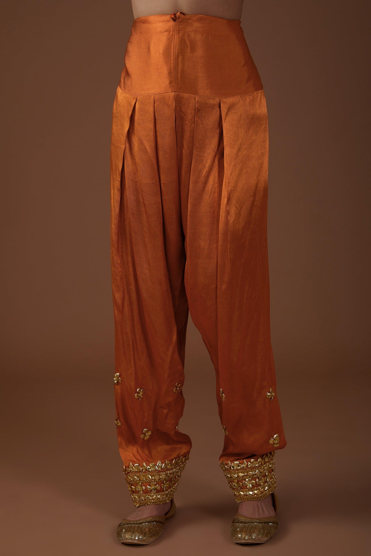 Burnt Amber hued Mashru silk kurta set - Preeti s kapoor