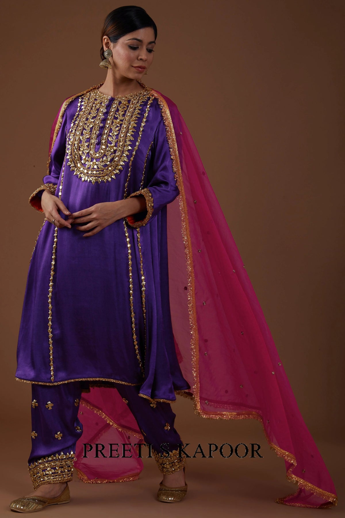 Royal Amethyst hued Mashru silk kurta set - Preeti S Kapoor