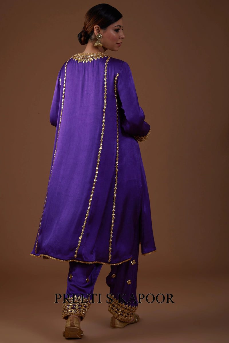 Royal Amethyst hued Mashru silk kurta set - Preeti S Kapoor