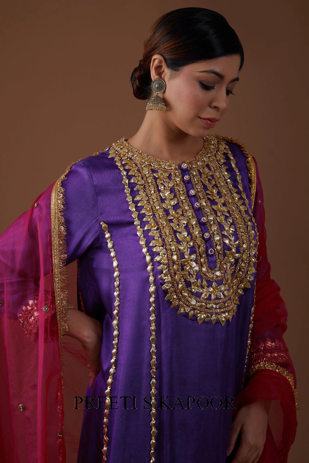 Royal Amethyst hued Mashru silk kurta set - Preeti S Kapoor