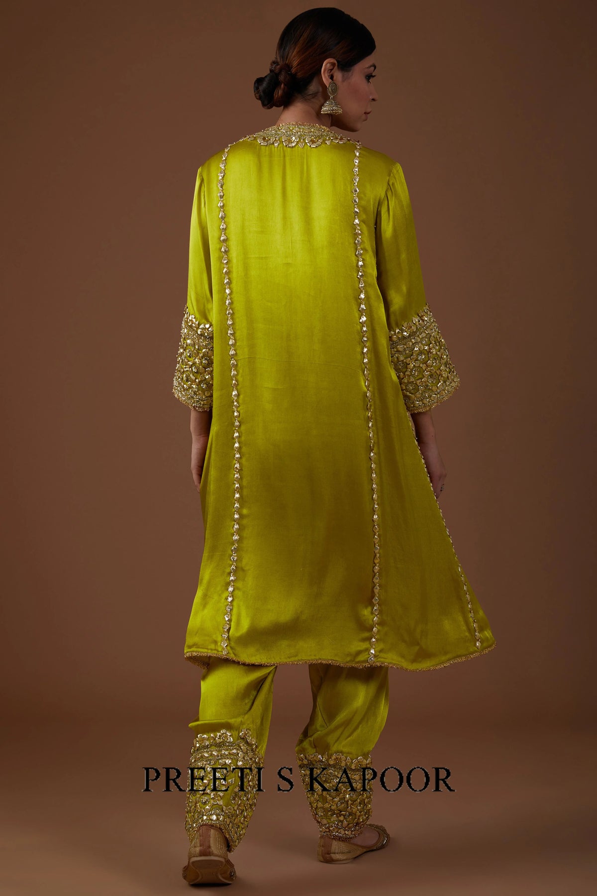 Mist-Green hued Mashru silk kurta set - Preeti S Kapoor