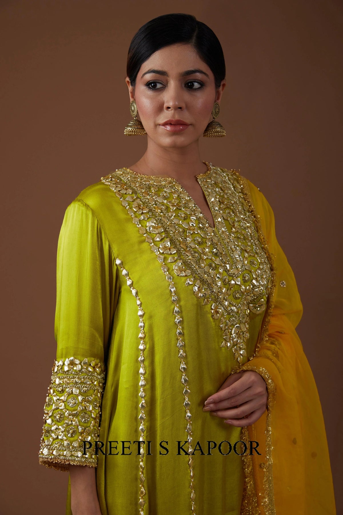Mist-Green hued Mashru silk kurta set - Preeti S Kapoor