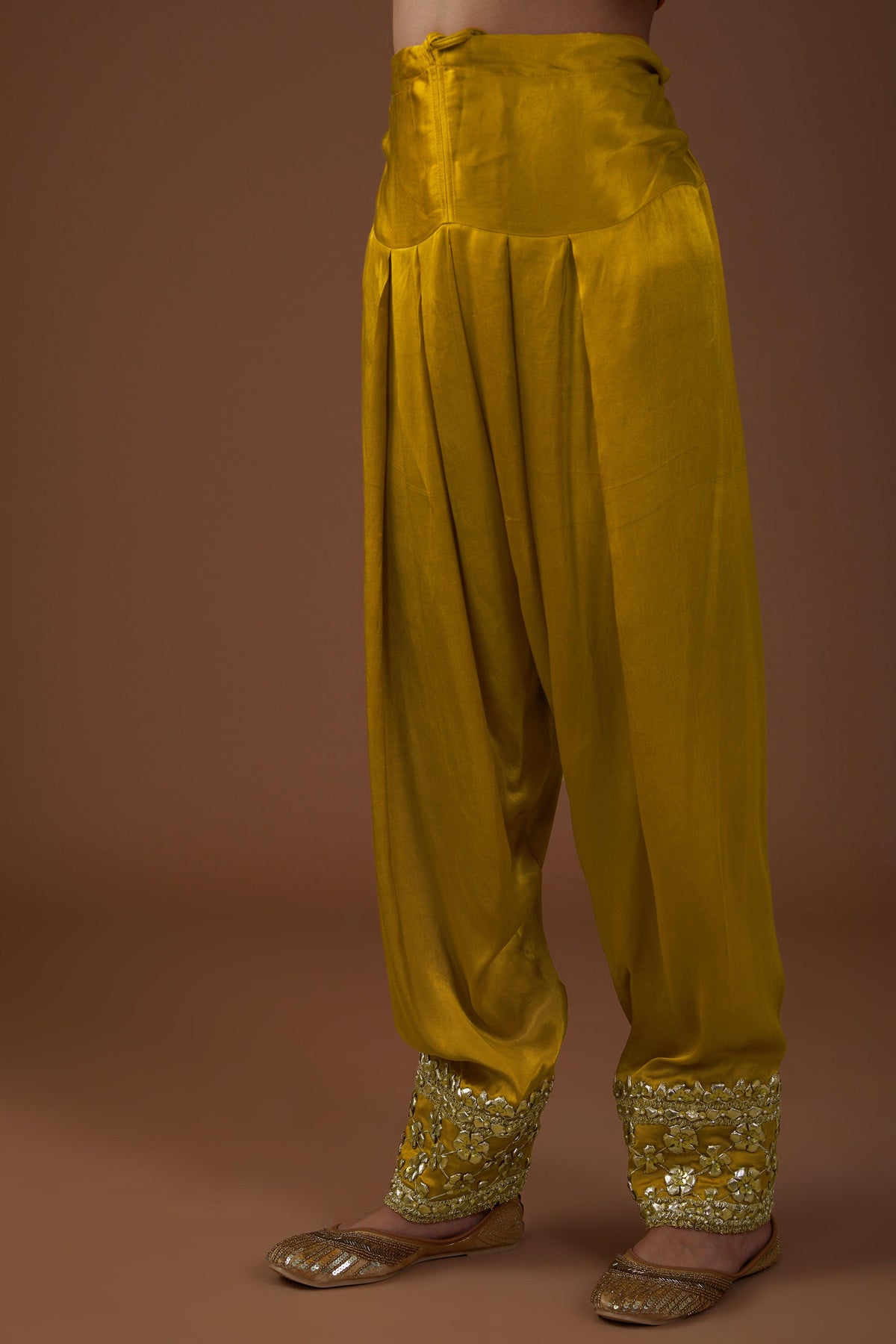 Golden Saffron hued Mashru silk kurta set - Preeti s kapoor