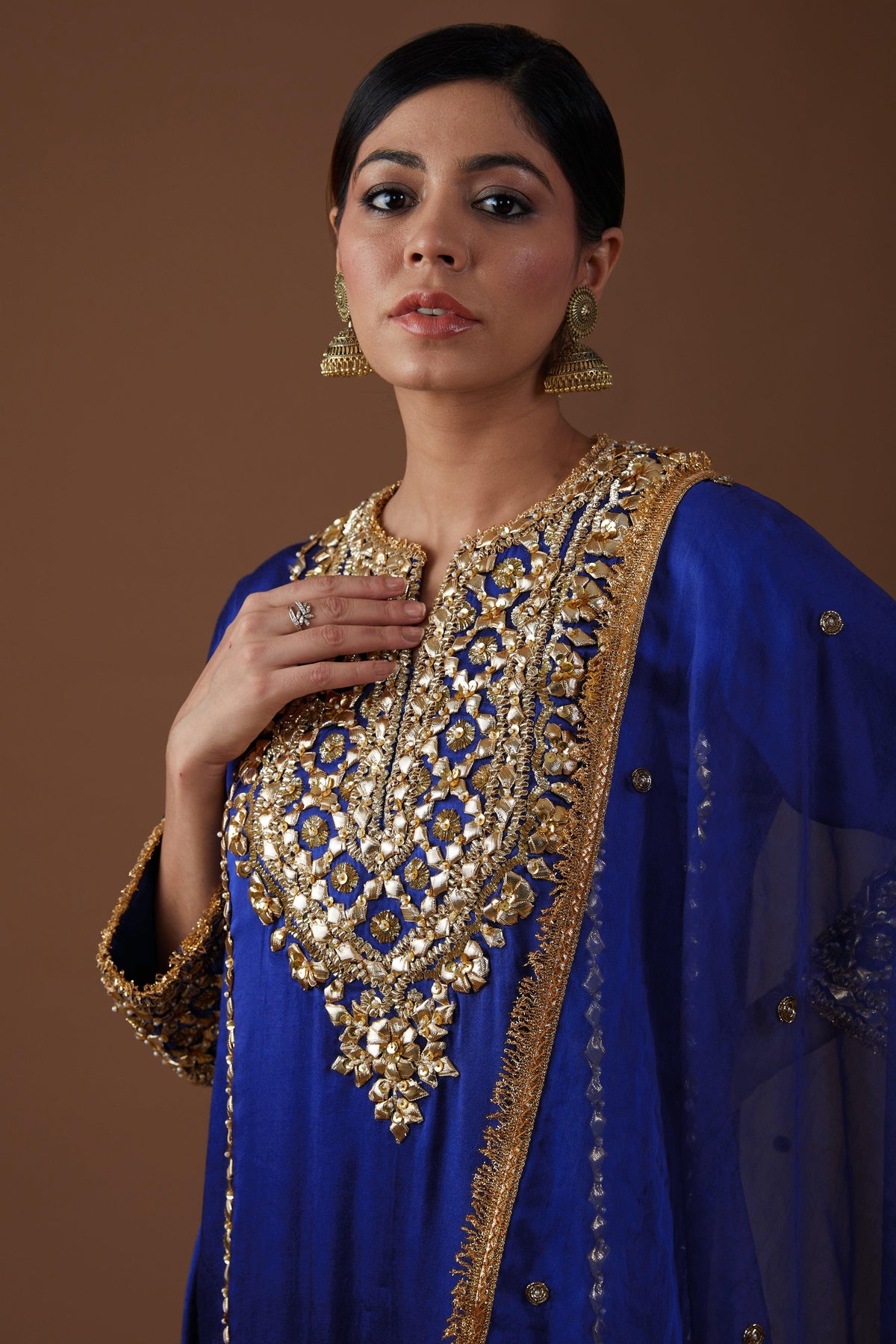Serene Sapphire hued Mashru silk kurta set - Preeti s kapoor