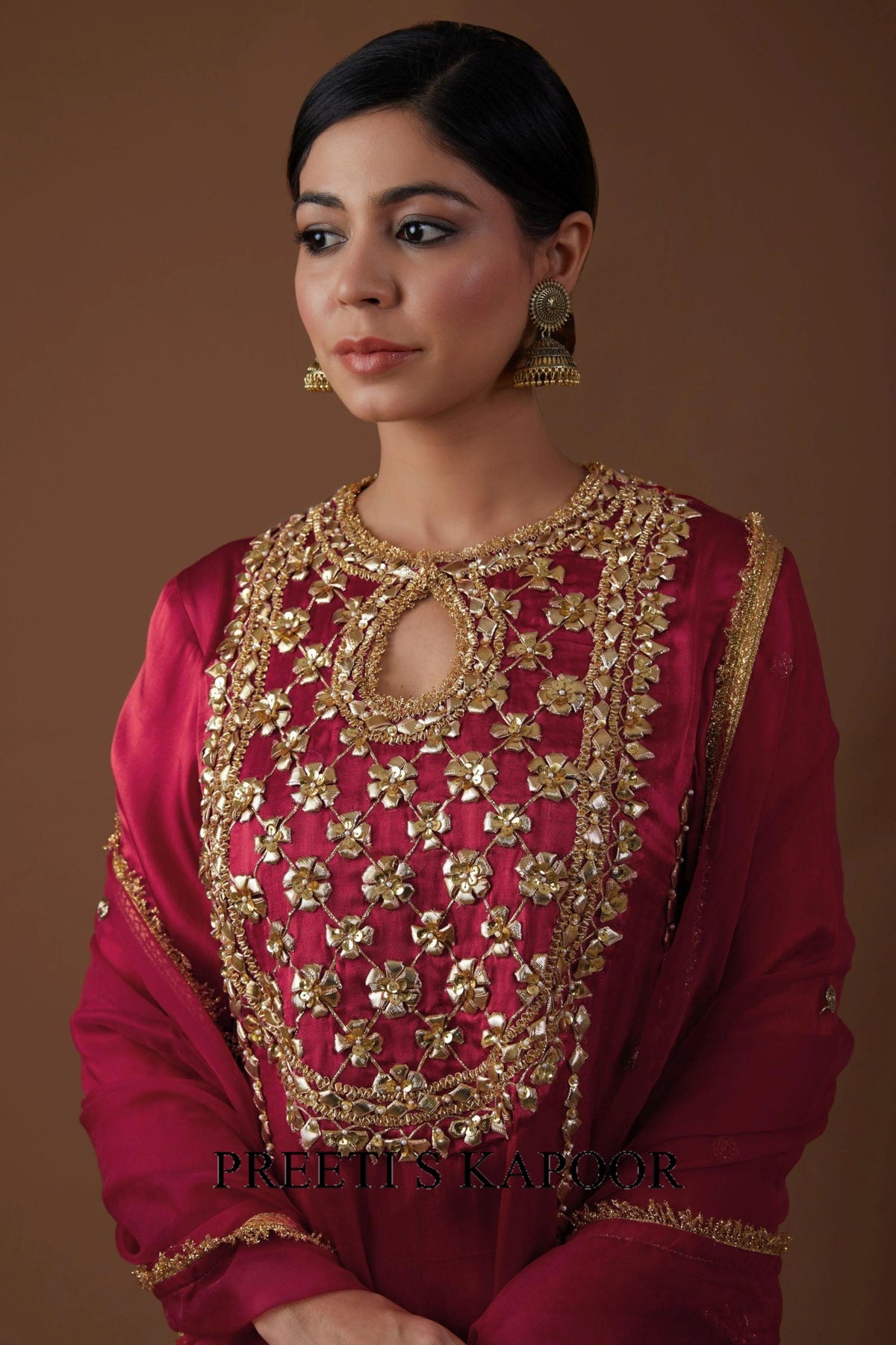 Regal Red hued Mashru silk kurta set - Preeti S Kapoor