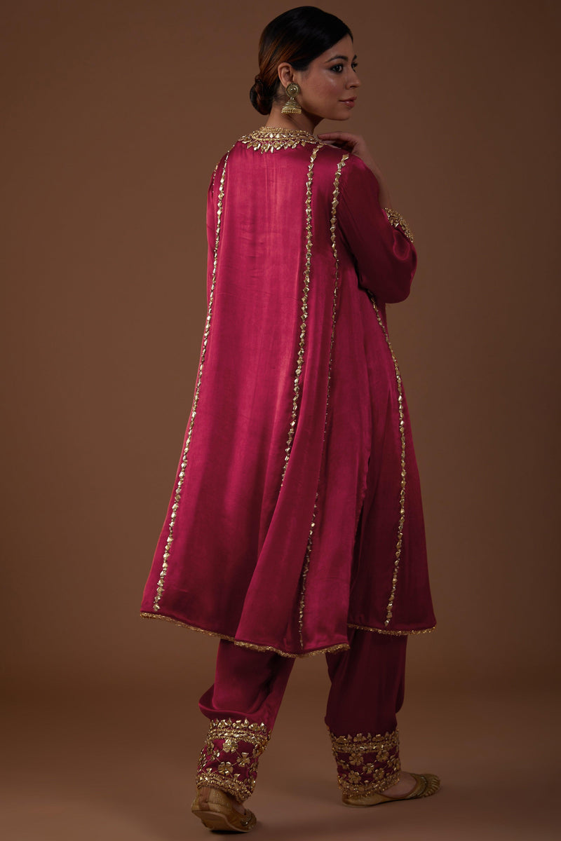 Regal Red hued Mashru silk kurta set - Preeti s kapoor