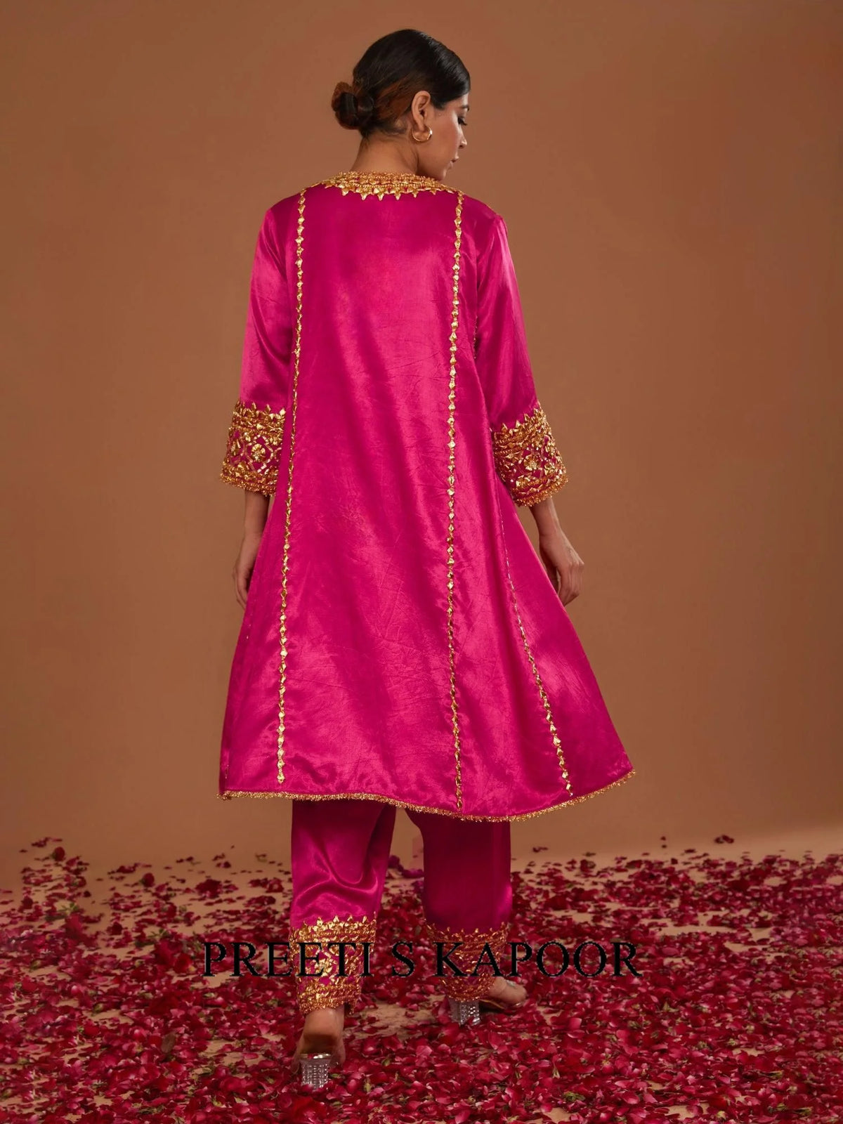 Royal Cerise Mashru Silk Hand Embellished Kurta Set - Preeti S Kapoor