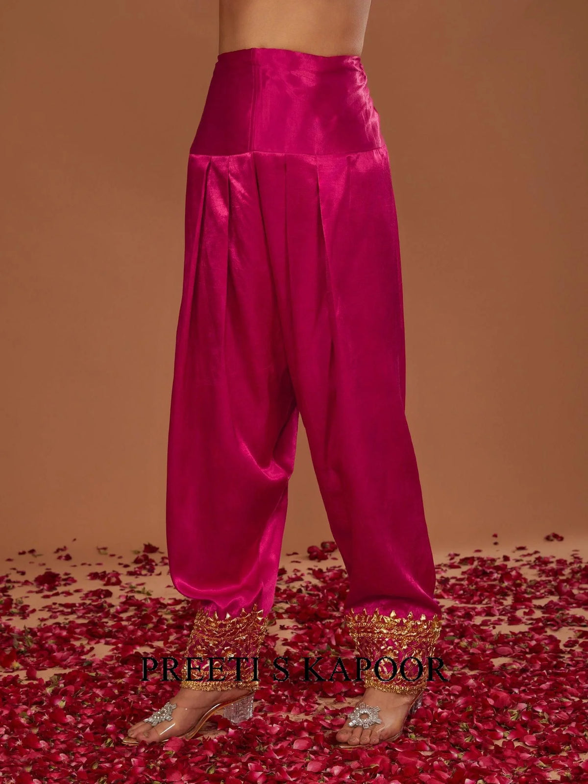 Royal Cerise Mashru Silk Hand Embellished Kurta Set - Preeti S Kapoor