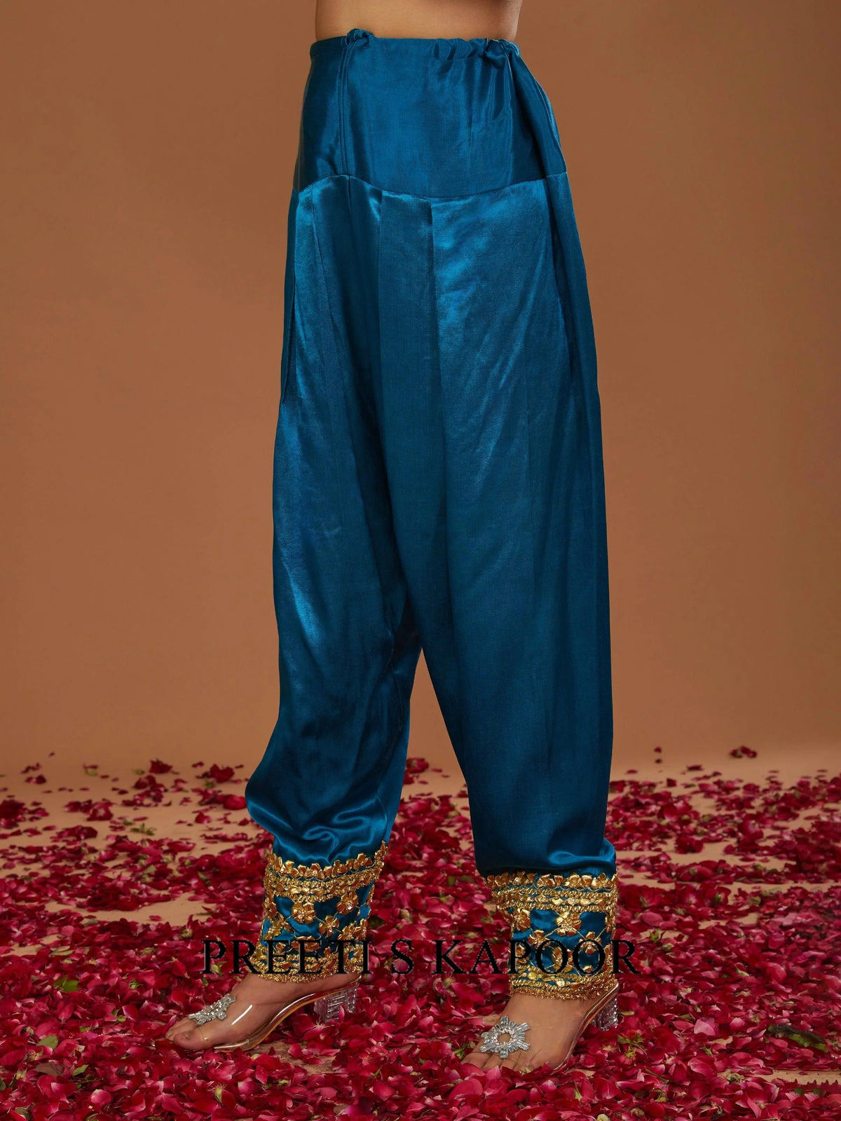 Turquoise Mashru Silk Hand Embellished Kurta Set - Preeti S Kapoor